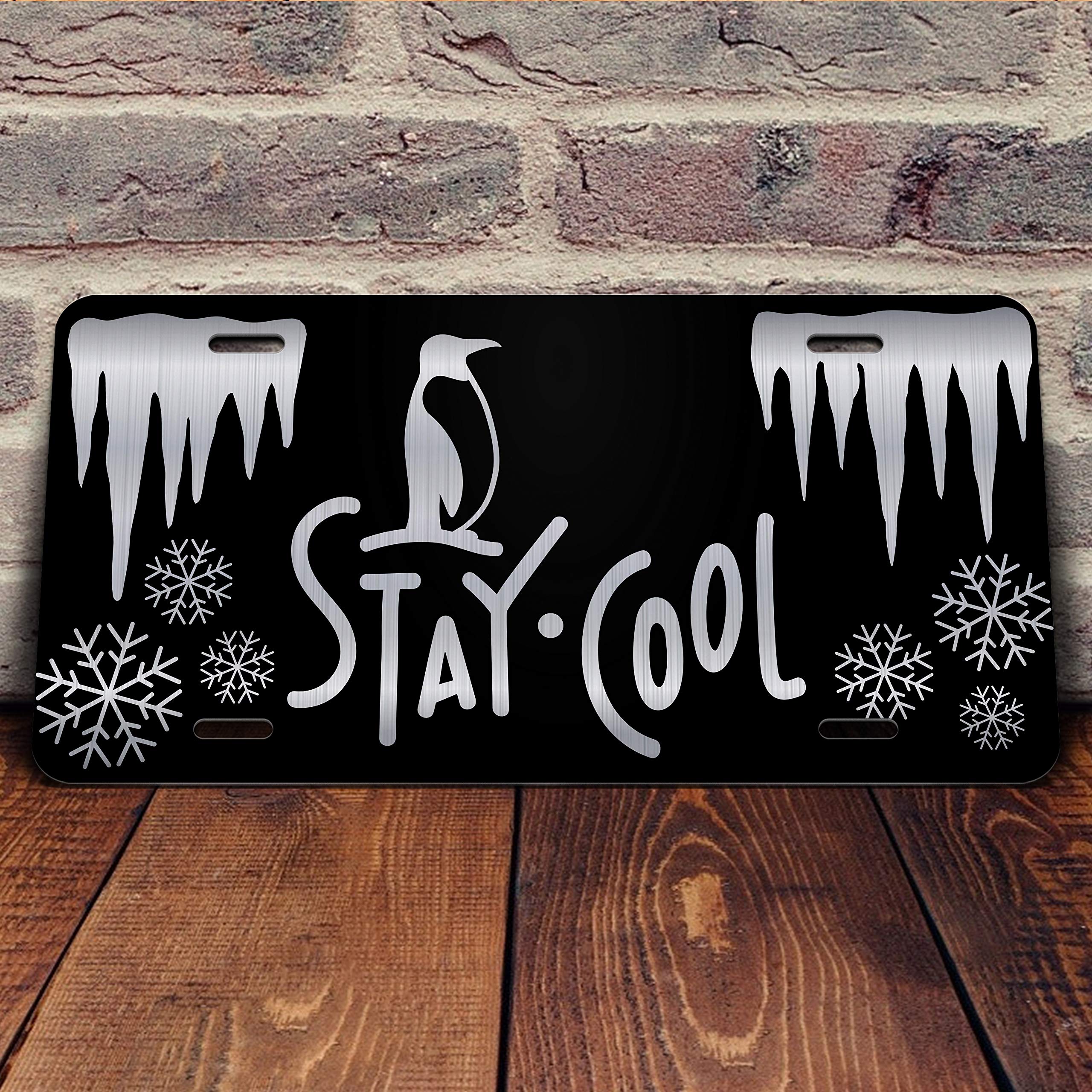 Stay Cool Penguin Vanity Front License Plate Tag KCE327 - Fun Car Accessory for Summer Road Trips & Beach Outings