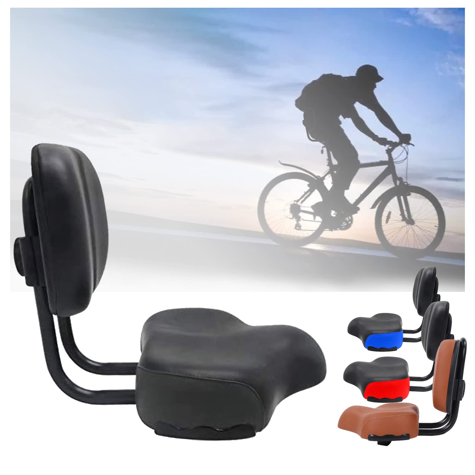 Universal Bike Seat with Backrest - Extra Wide Comfort Bicycle Saddle for Adults - Ergonomic Back Support for Tricycles & Bicycles - Perfect for Long Rides, Commuting & Leisure Cycling