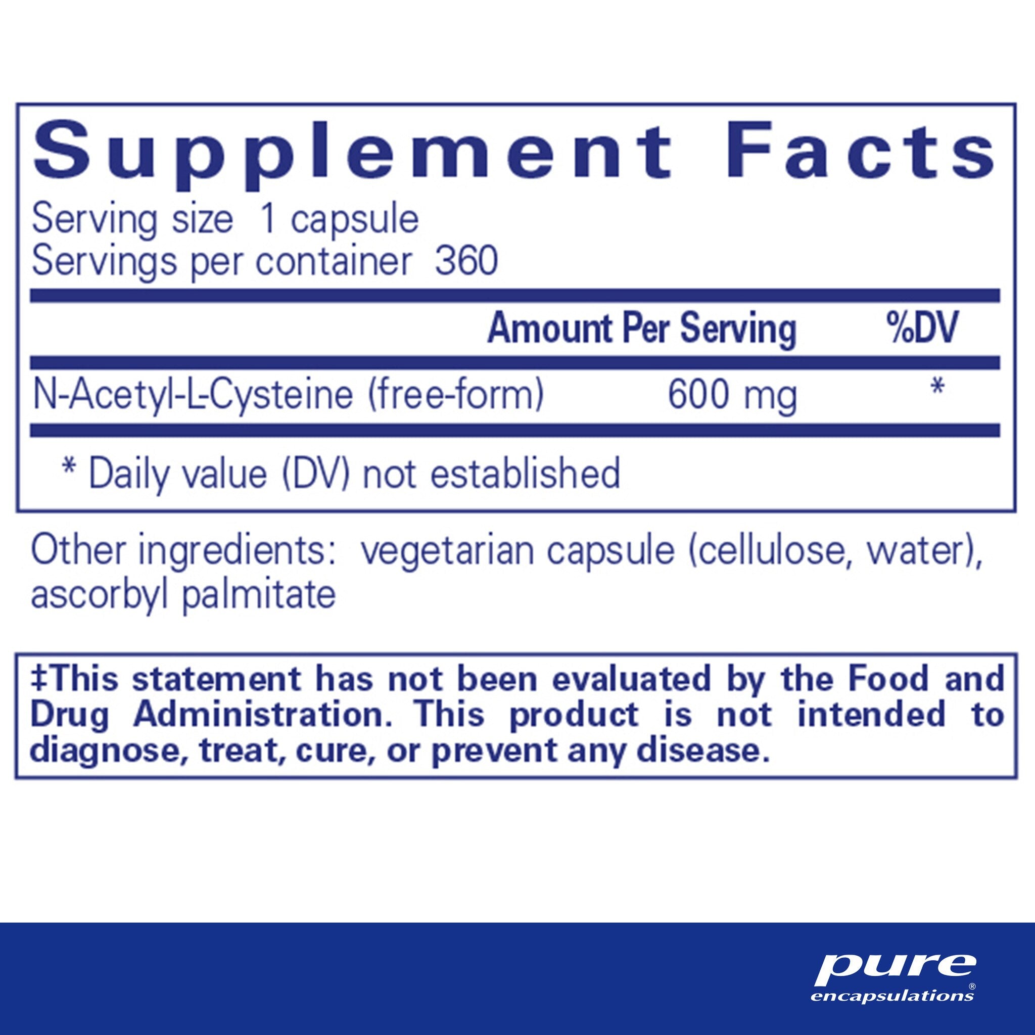 Pure Encapsulations NAC (N-Acetyl Cysteine) 600mg Supplement - Supports Liver Detox & Respiratory Health | Antioxidant for Immune Support & Cellular Protection | Ideal for Daily Wellness & Detox Regimen
