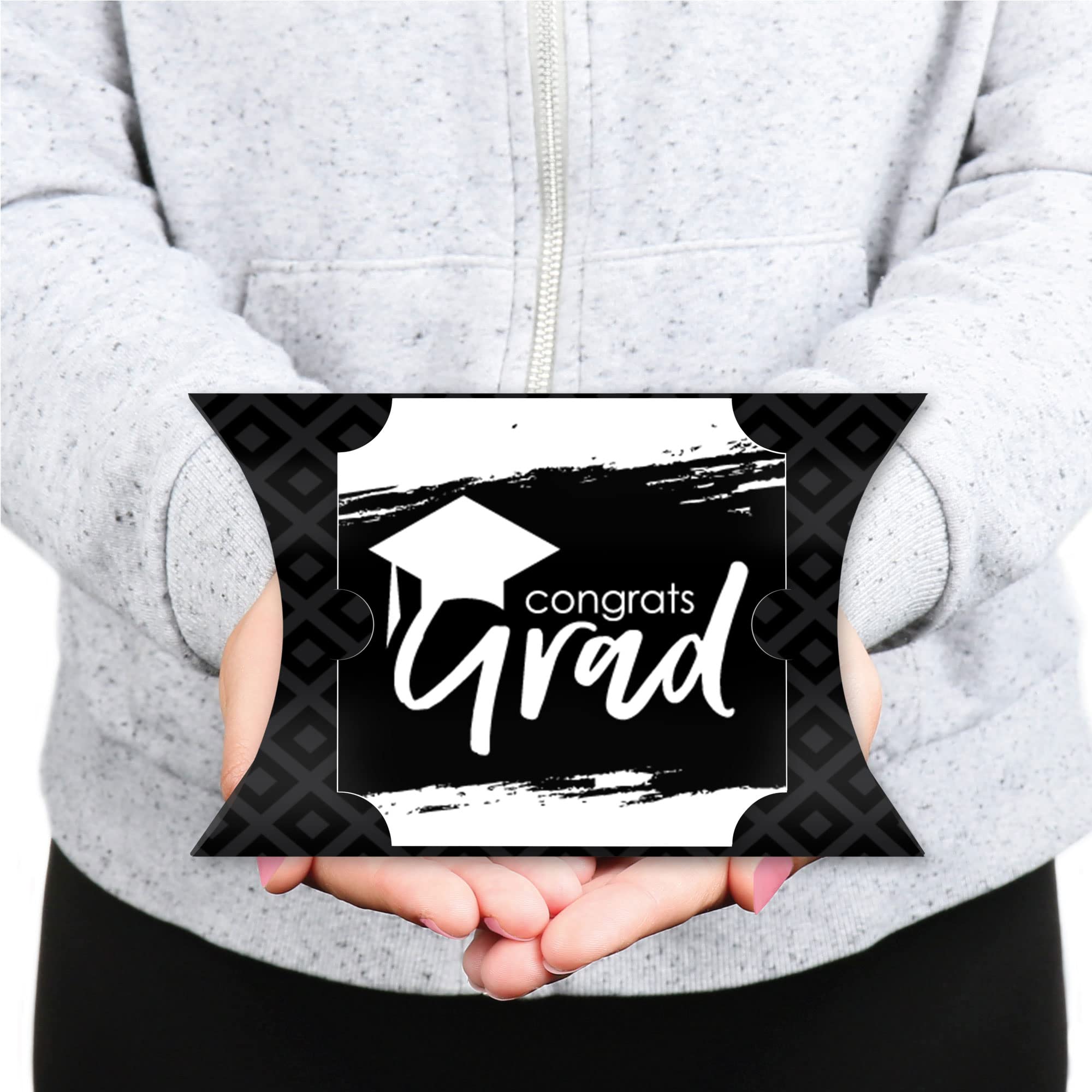 Black & White Graduation Gift Boxes - Set of 12 for Party Favors