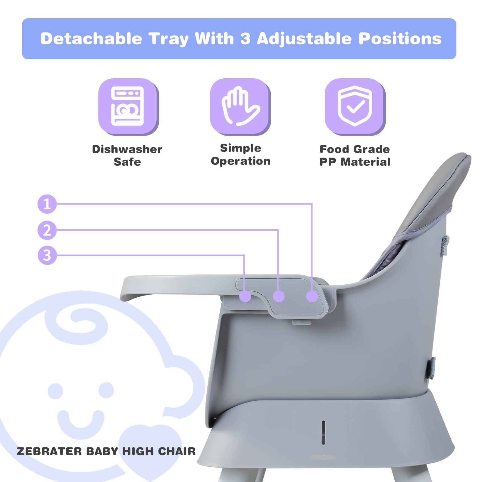 8-in-1 Convertible Baby High Chair with Removable Tray - Toddler Learning Table, Building Block Play Table & Kids Stool Set (Grey) - Perfect for Mealtime, Playtime & Early Childhood Development