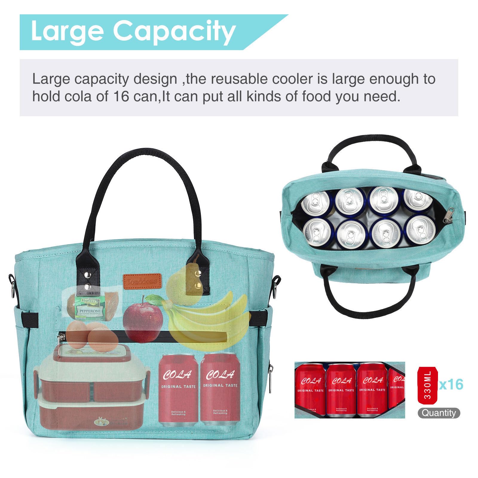 Insulated Lunch Bag for Women & Men - Adjustable Shoulder Strap, Large Portable Lunch Tote for Office, Work, Picnic & Beach | Reusable Cooler Lunch Box for Adults (Perfect for Meal Prep, Commuting & Outdoor Activities)