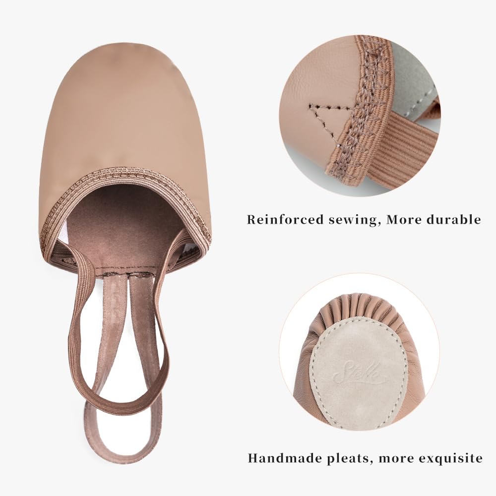 Stelle Leather Half Soles Dance Shoes for Women - Lyrical Pirouette Turners for Turning (Girls/Boys/Men/Adult) - Perfect for Ballet, Jazz & Contemporary Dance Practice