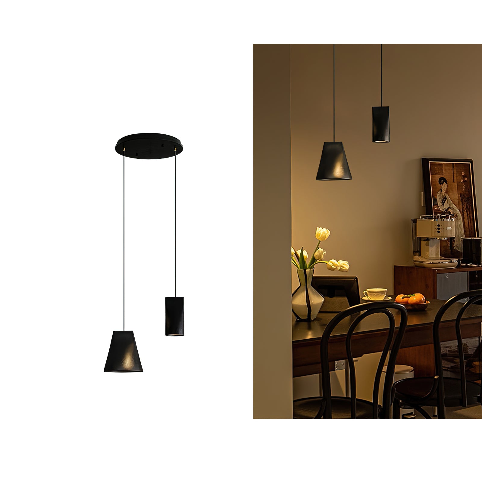 Bellwood Pendant Lamp - Modern Hanging Light Fixture for Kitchen Island, Dining Room & Bedroom - Adjustable Height & Warm White LED Lighting