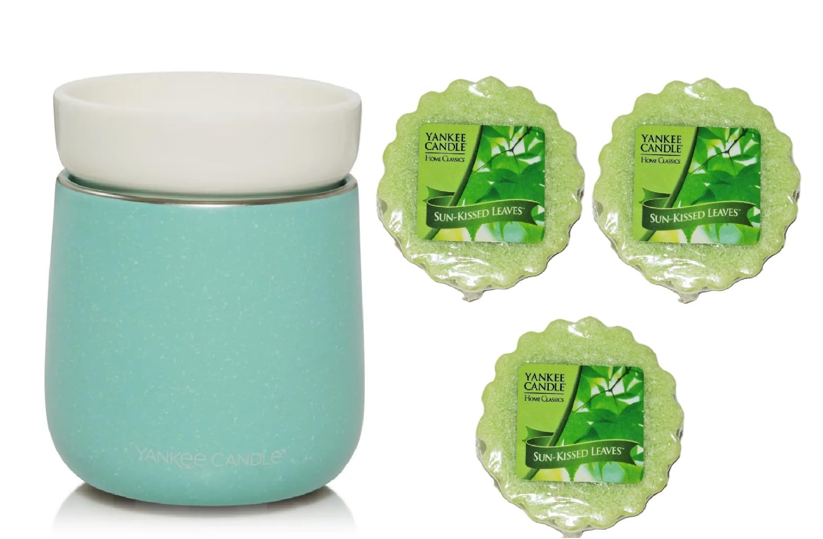Yankee Candle Meadow Electric Wax Melt Warmer with Auto Timer, Removable Bowl & 3 Sun-Kissed Leaves Wax Tarts - Home Fragrance Gift Set for Living Room, Bedroom, Office Aromatherapy