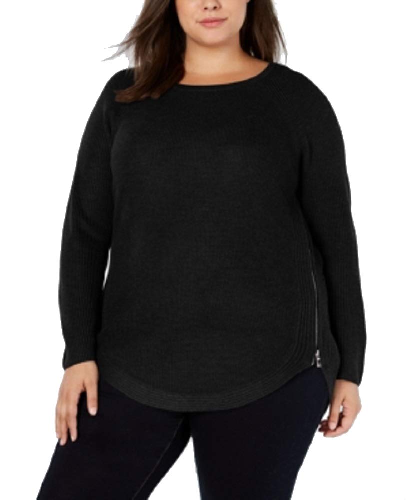 INC Plus Size Waffle-Knit Side-Zip Sweater for Women - Cozy Oversized Pullover with Front Pockets - Perfect for Fall Layering, Casual Outfits & Cold Weather Comfort