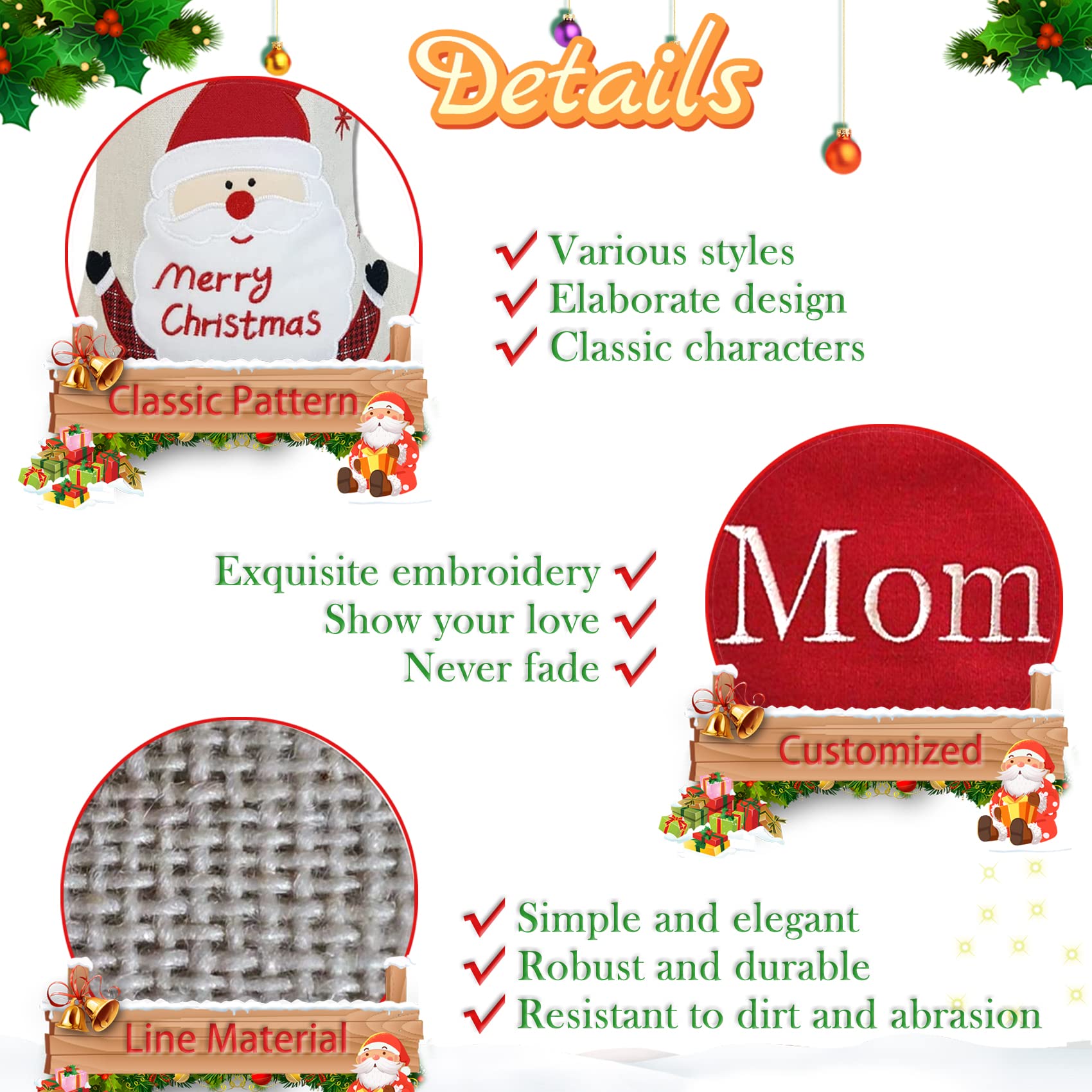 Personalized Christmas Stockings with Embroidered Names - Custom Holiday Gift Bags & Stocking Holders (Elf Girl Design, Red/Green) - Perfect for Fireplace Decor, Family Gift Exchange & Christmas Morning Surprises