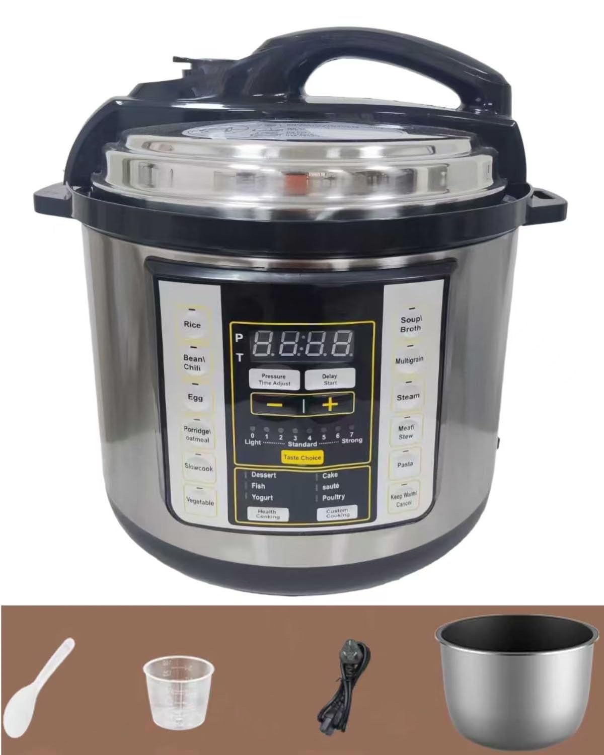 12-in-1 Multi-Function Electric Pressure Cooker with 24-Hour Delay Timer - 6L Stainless Steel/Black - Slow Cooker, Rice Cooker, Steamer, Yogurt Maker & More for Home Cooking, Meal Prep & Healthy Eating
