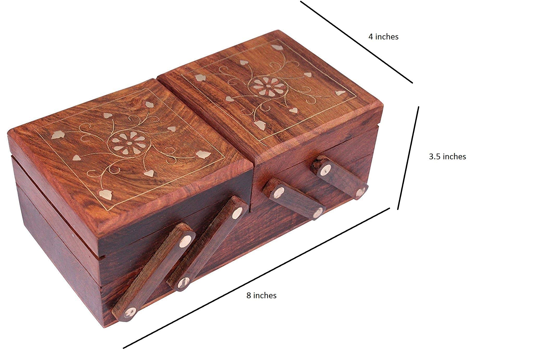 Hand Carved Wooden Jewelry Box for Women - 8 Inch Jewelry Organizer with Intricate Carvings | Perfect Gift for Birthdays, Anniversaries & Home Decor