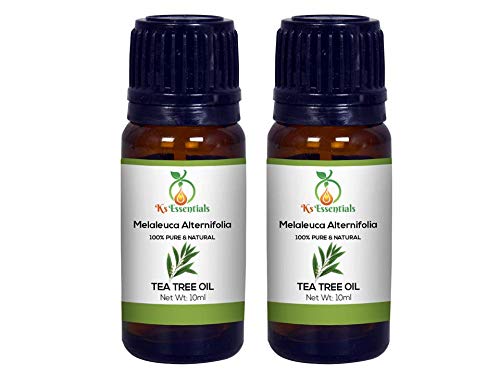 Ks Essentials 100% Pure Tea Tree Essential Oil for Skin & Hair Care - Natural Antiseptic for Acne, Dandruff & Nail Fungus (Pack of 2 - 10ml Each) - Perfect for Aromatherapy, DIY Beauty & Home Remedies