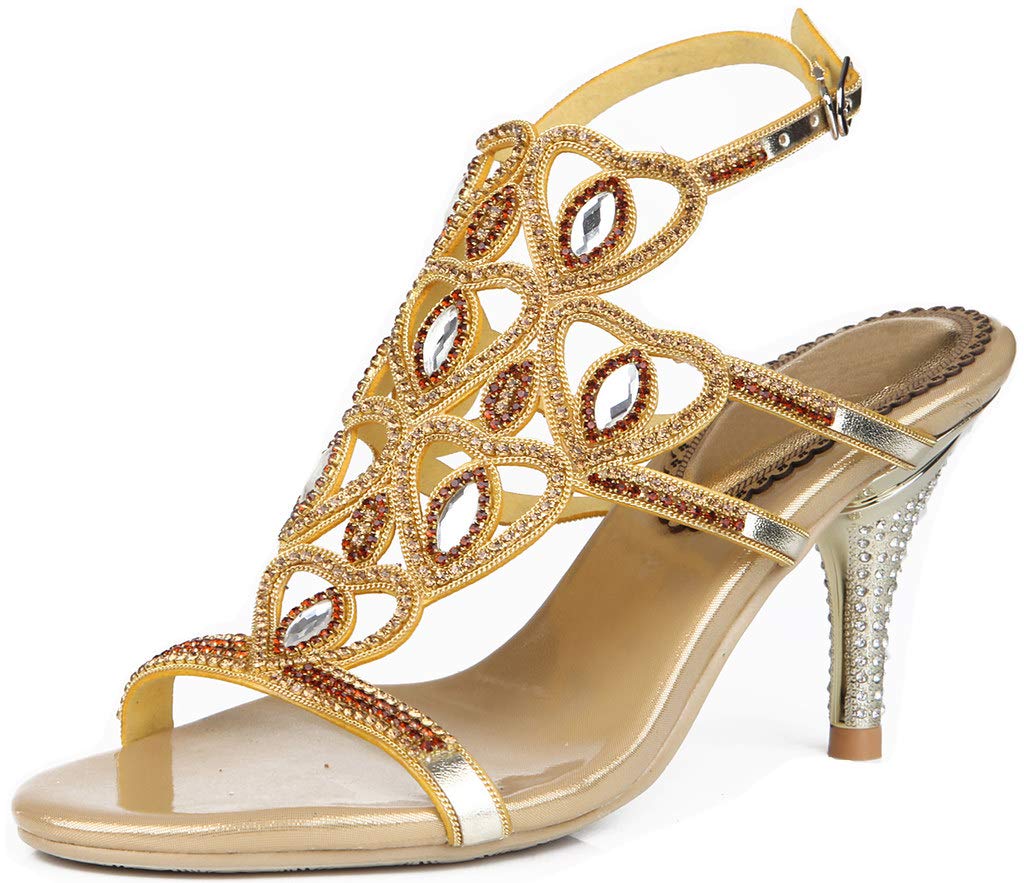 YooPrettyz Women's Sweetheart Strappy Stiletto Heel Sandals - Elegant Caged Dress Shoes for Evening Parties, Weddings & Date Nights