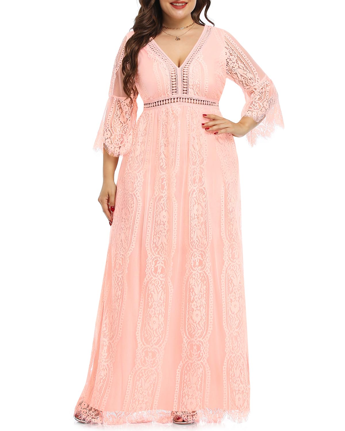 Plus Size Boho Wedding Dress - Elegant Bohemian Lace Maxi Bridal Gown for Beach, Garden & Formal Weddings