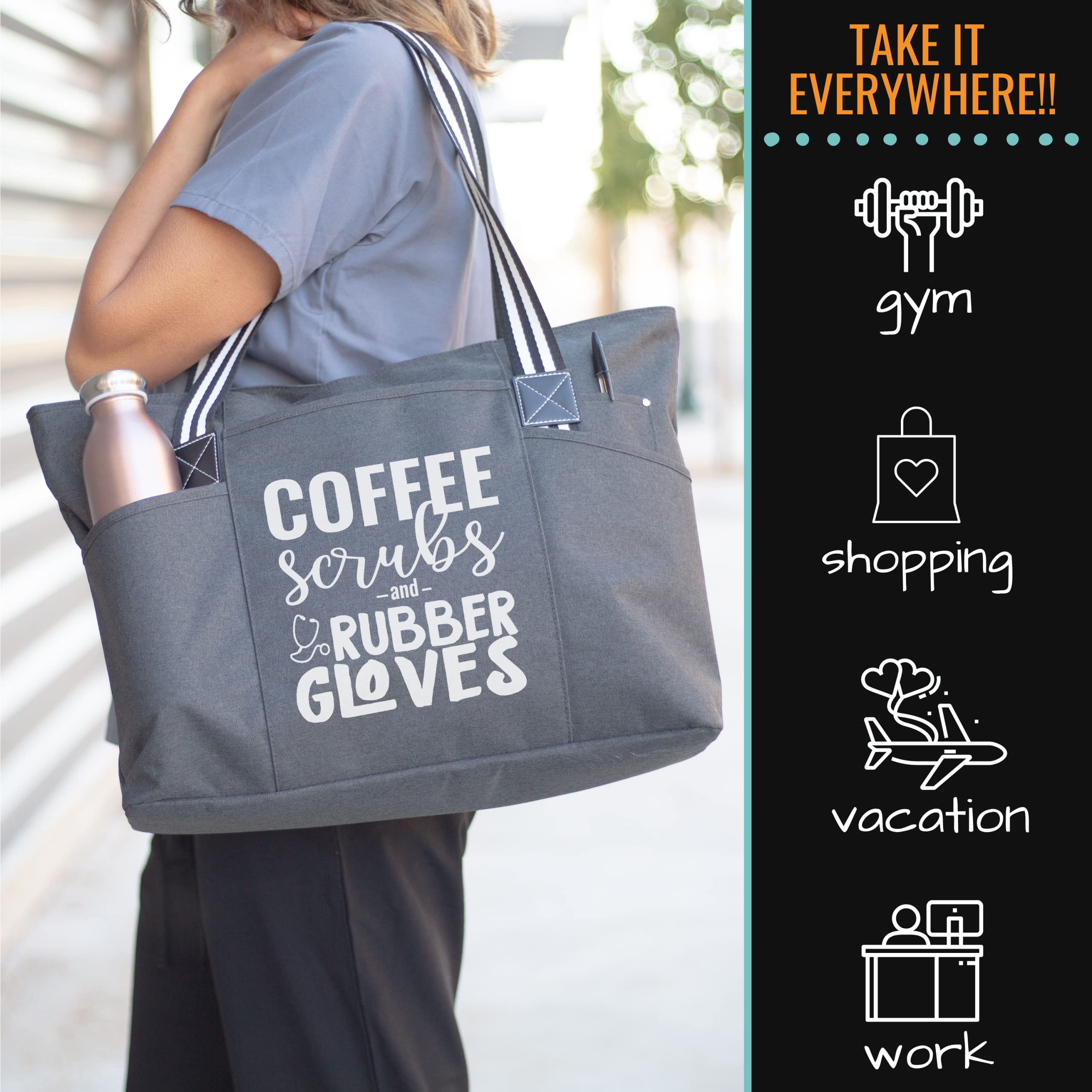 Professional Nurse Tote Bag for Women - Large Medical Work Bag with Multiple Pockets & Durable Zipper - Perfect Christmas Gift for Healthcare Workers - Ideal for Hospital Shifts, Nursing School & Daily Commute