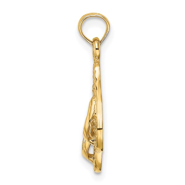 14K Solid Yellow Gold Key West Double Hawaiian Flip Flop Necklace - Beach Sandals Pendant Charm for Women - Perfect for Summer Vacation, Ocean Getaways & Tropical Jewelry Gifts