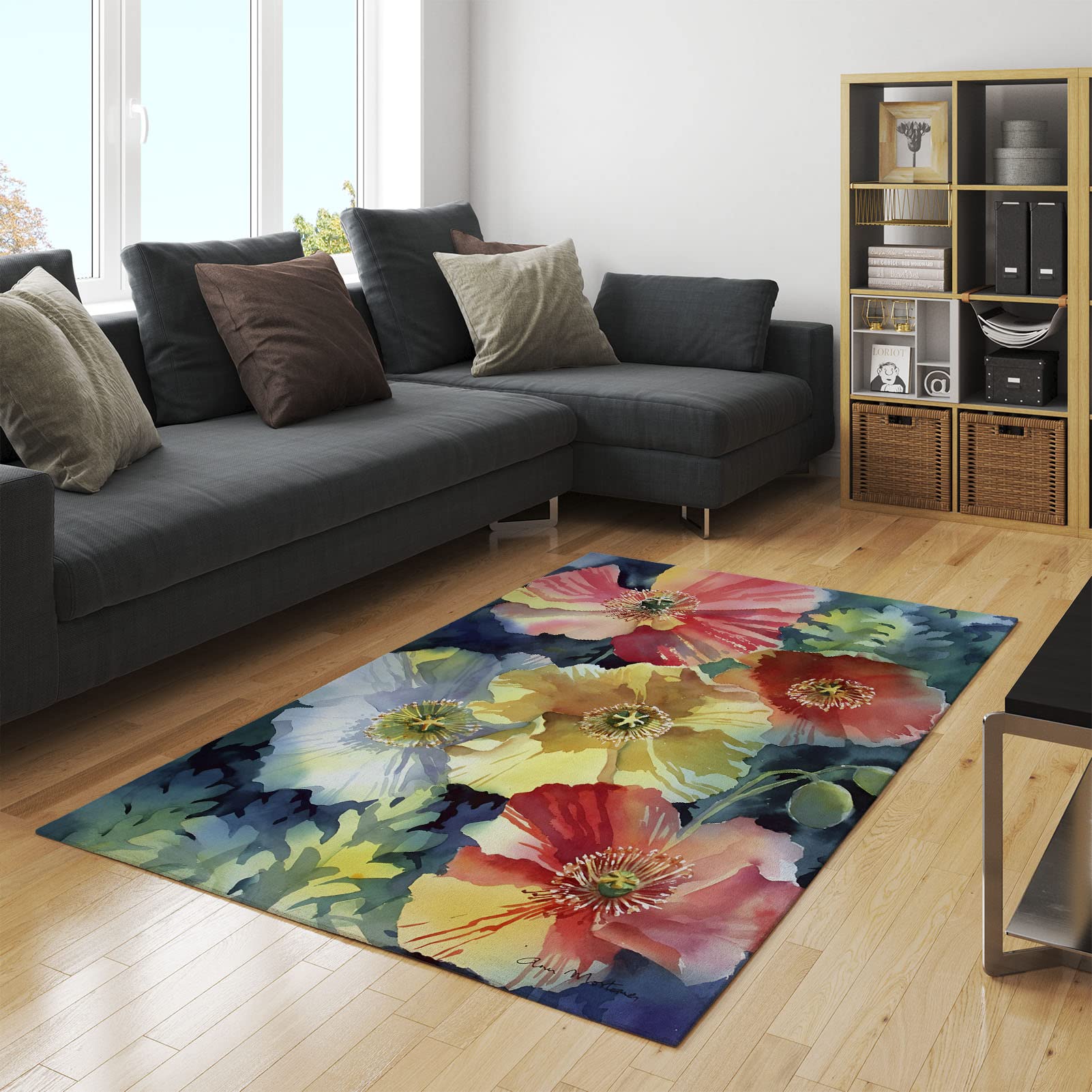 Modern Bright Floral Area Rug - Colorful Bohemian Blossom Design Soft Fluffy Carpet for Living Room, Dining Room & Bedroom - 5x8 Feet Multi-Colored Home Decor Rug - Perfect for Boho Chic, Farmhouse & Contemporary Interior Styles