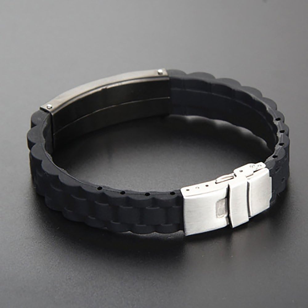Adjustable Medical Alert Bracelet for Men & Women - Sport Silicone ID Bracelet with Free Engraving (8.5 Inches) - Perfect for Emergency Medical Identification, Outdoor Activities & Daily Wear
