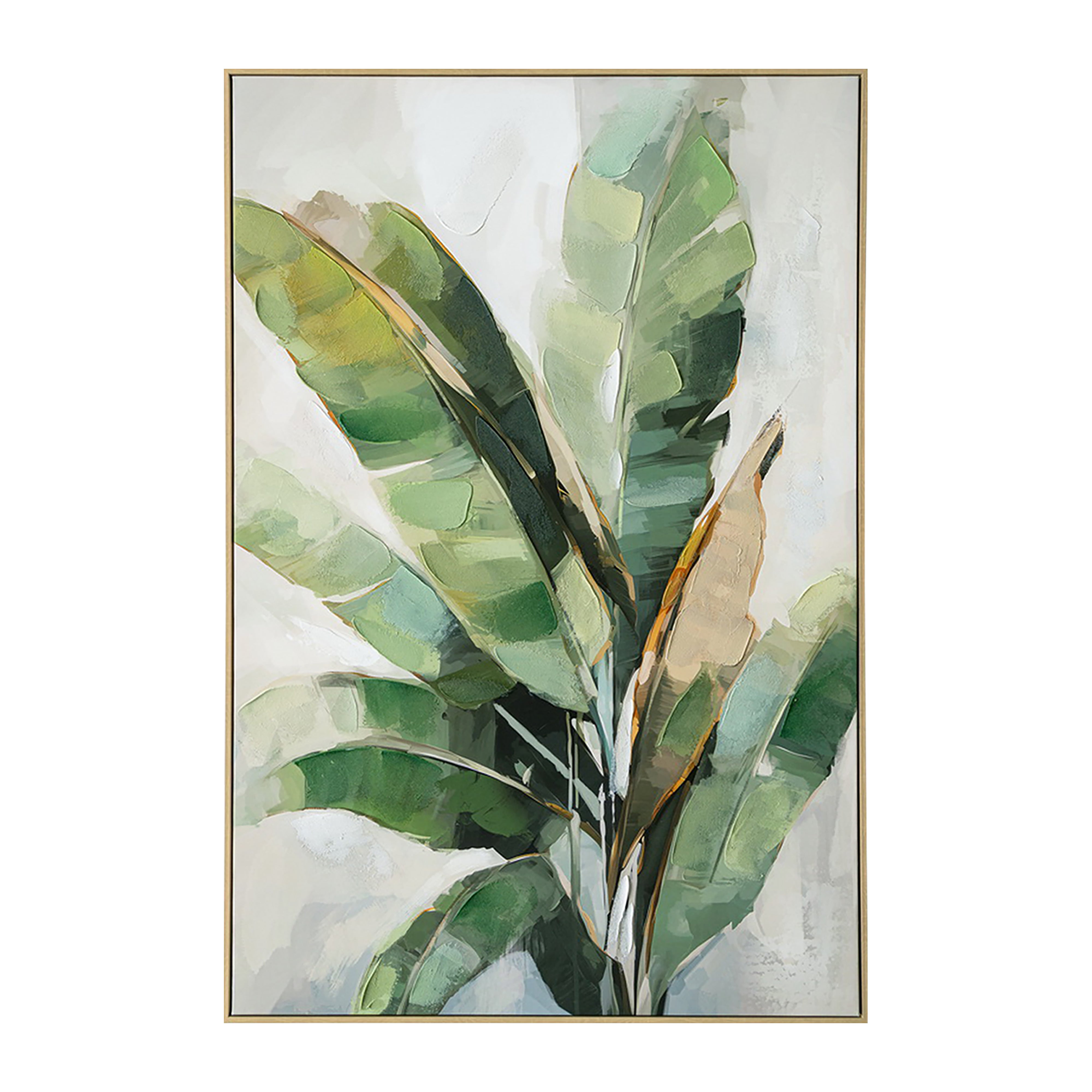 Urban Style Brushmarks Embellished Canvas Banana Palm Wall Art - Tropical Home Decor for Living Room, Bedroom & Office