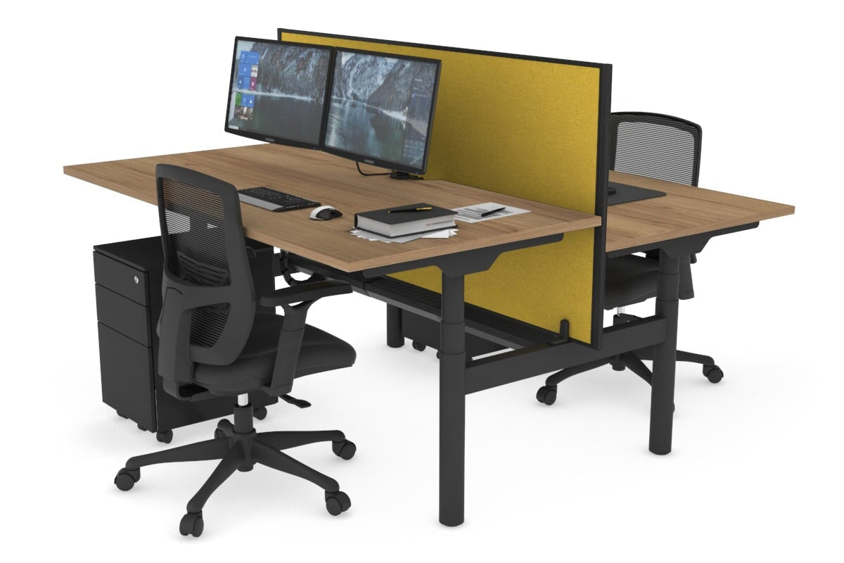 Flexi Premium Height Adjustable 2-Person H Bench Workstation - Black Frame [1400L x 800W with Cable Management] - Ideal for Office, Home Workspace & Collaborative Environments
