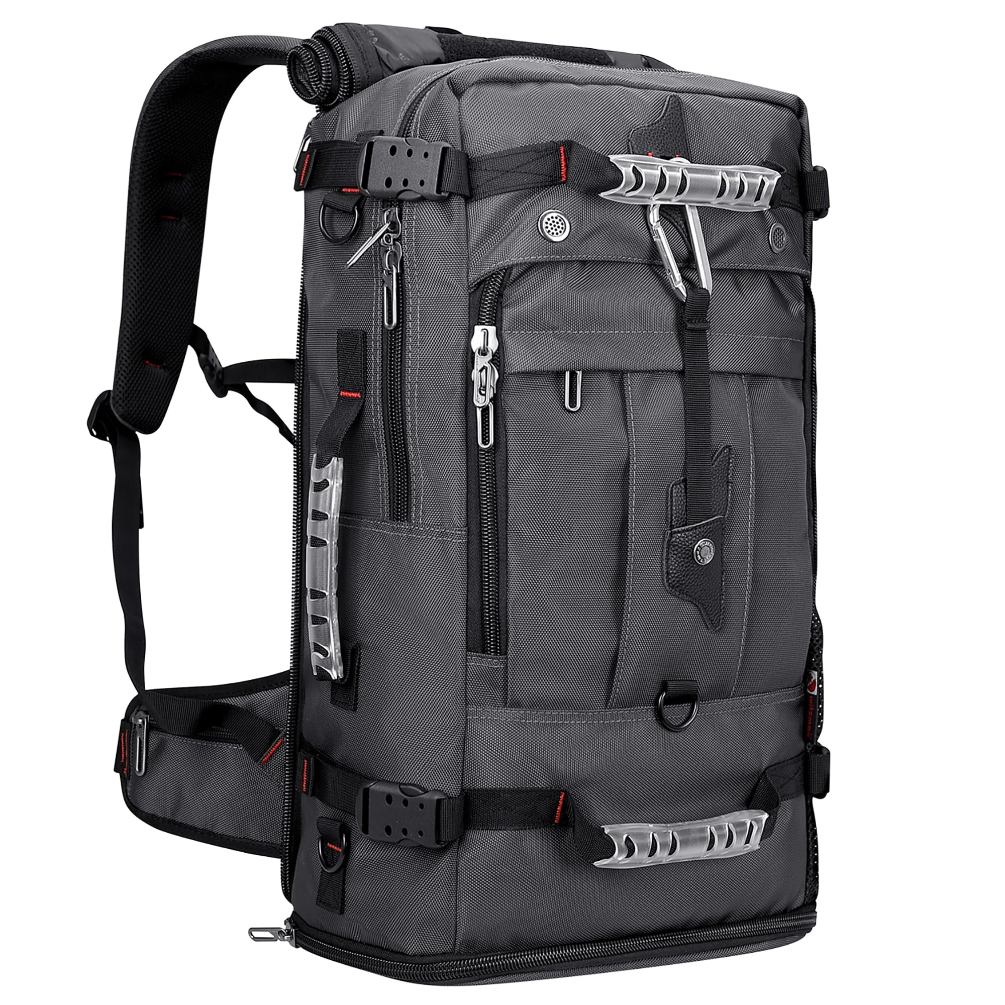 WITZMAN Convertible Travel Backpack for Men - Duffle Luggage Carry On Bag Fits 17 Inch Laptop - Airplane Approved - B681 Silvery Grey - Perfect for Business Trips & Weekend Getaways