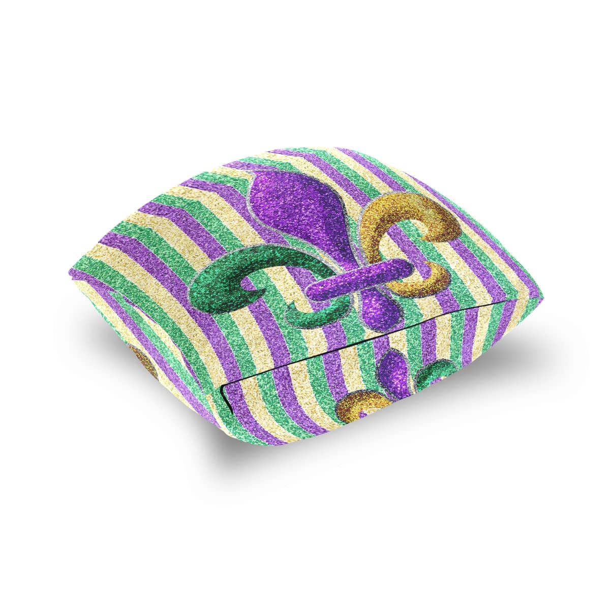 **Aflyko Fat Tuesday Mardi Gras Throw Pillow Covers - Glitter Purple Green Yellow Stripes (2 Pack, 18x18 Inch) - Party Decor, Sofa Cushion Case, Carnival Gift for Housewarming & Birthday - Perfect for Festive Home Decor & Themed Events**