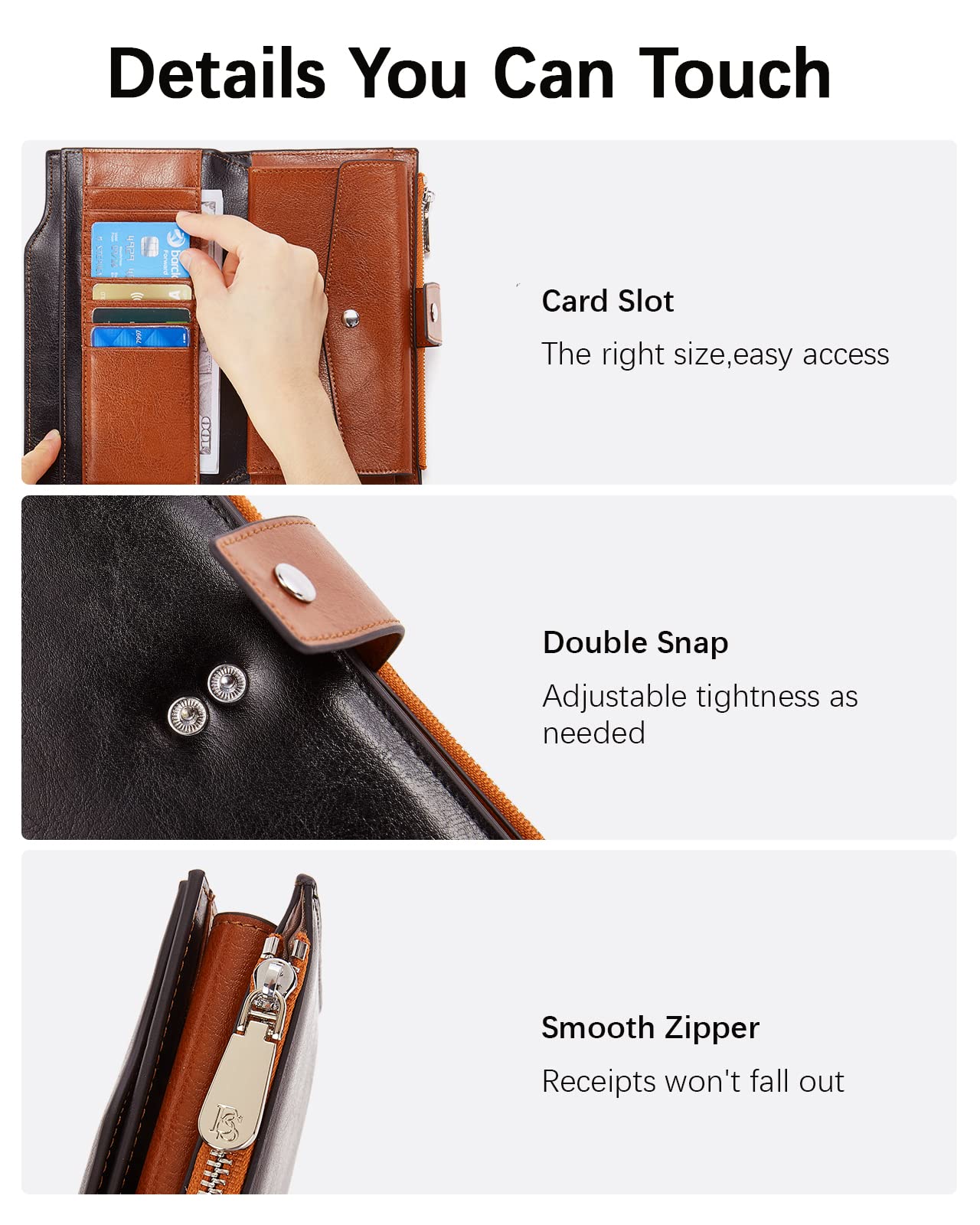 BOSTANTEN Women's Leather Wallet with RFID Blocking - Large Capacity Trifold Card Holder & Phone Clutch for Ladies | Perfect for Travel, Work, and Everyday Use