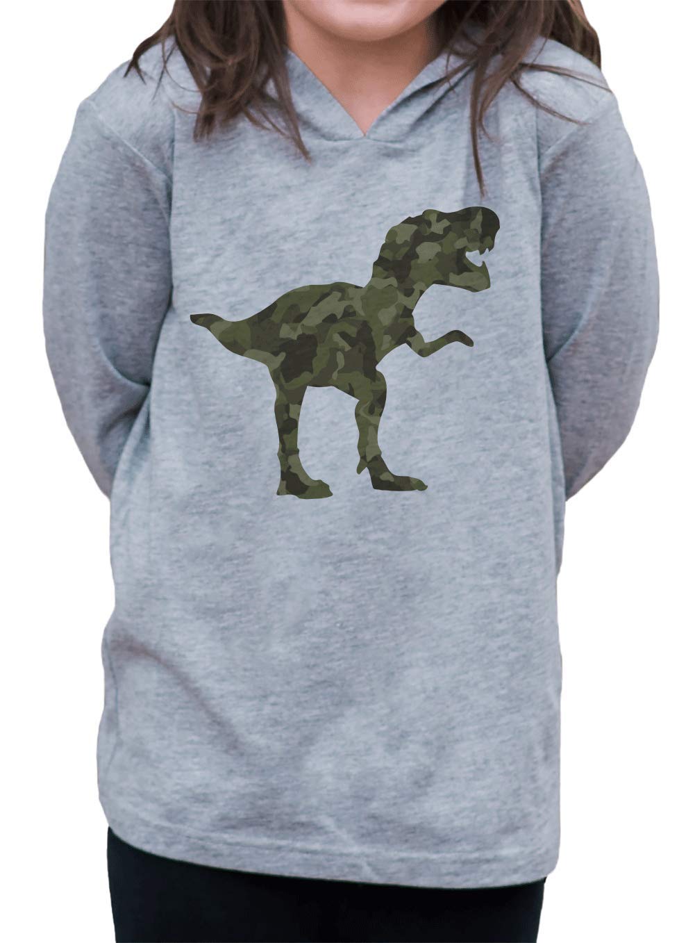 7 ate 9 Apparel Kids Green Camo Dinosaur Hoodie - Soft Cotton Pullover with Pocket for Boys & Girls - Perfect for Outdoor Play, School & Birthday Parties