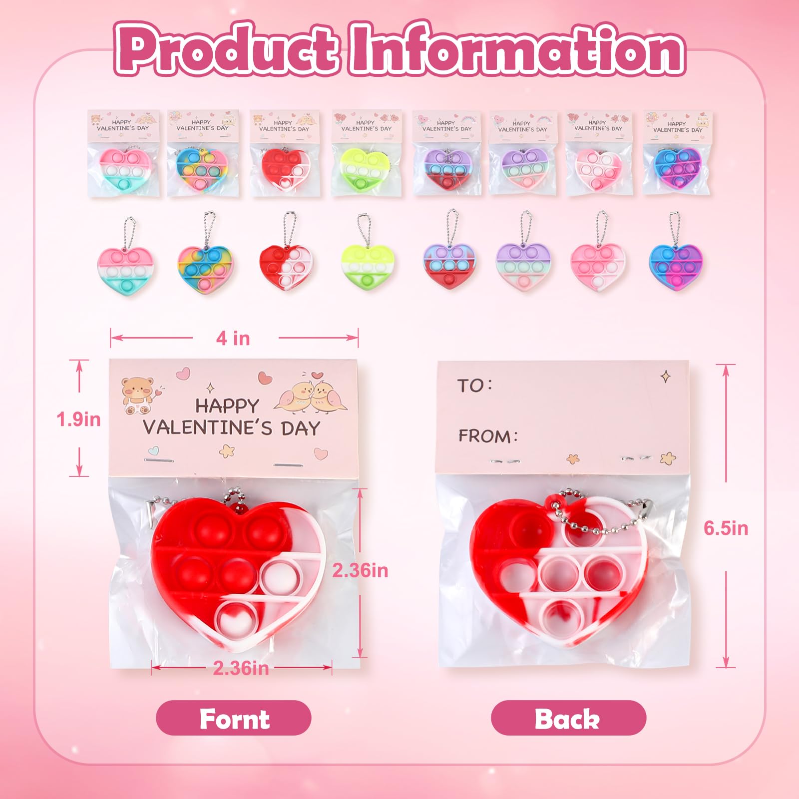 32Pcs Heart Shaped Pop Fidget Sensory Toys for Kids - Stress Relief Classroom Exchange Gift Set, Party Favors Supplies for Birthday & School Events - Perfect for ADHD, Anxiety Relief & Fun Playtime