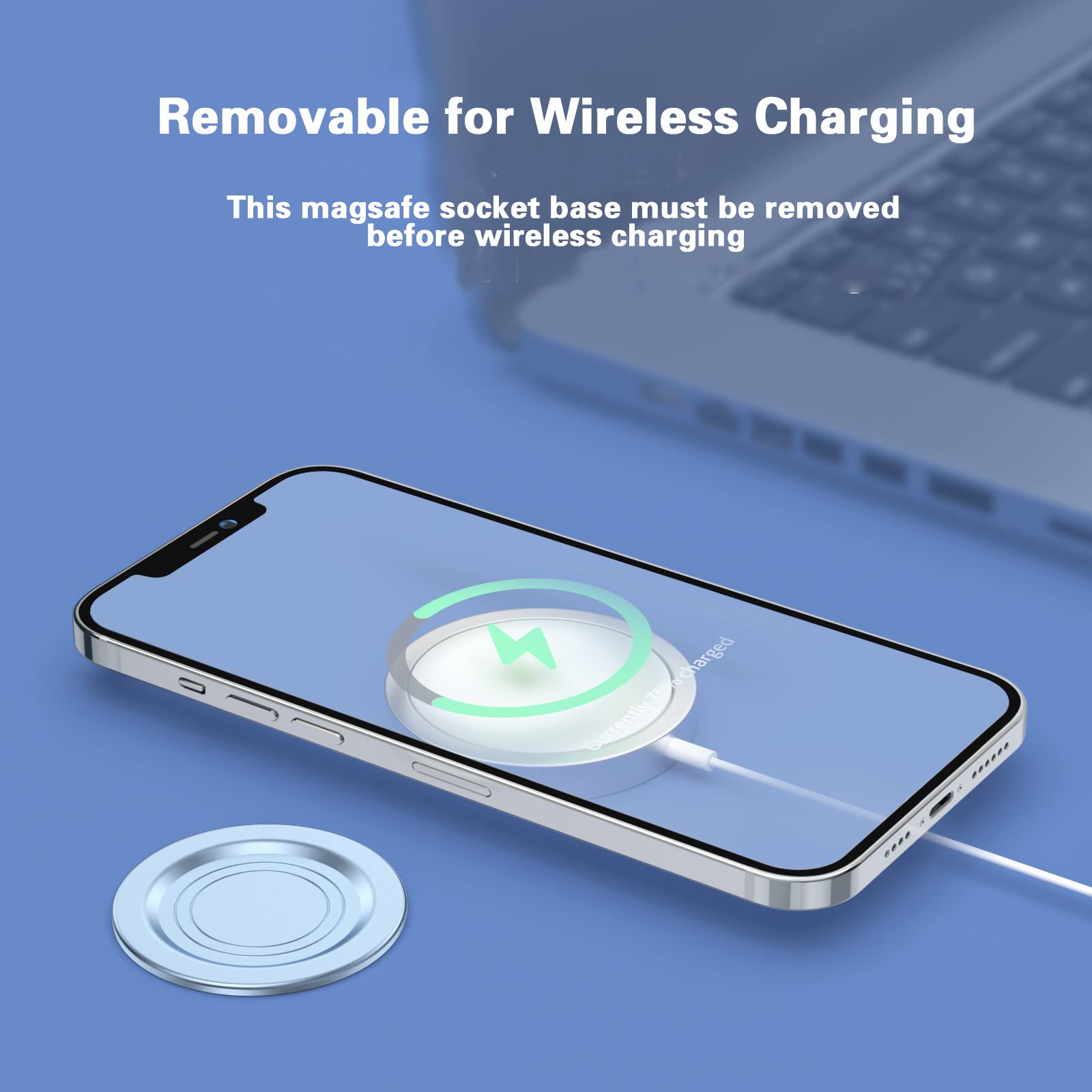 Magnetic Base Plate for iPhone 16/15/14/13/12 - AUROX MagSafe Compatible with PopSocket Grips, Removable Thin & Light Portable Plate (PC-Black) - Perfect for Secure Phone Grip While Driving, Working or Taking Selfies