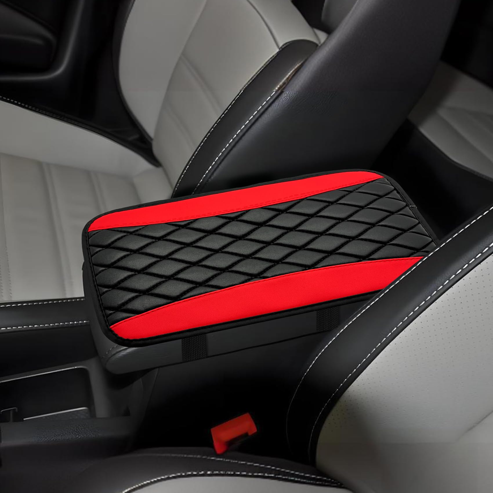 Premium PU Leather Car Center Console Cushion Pad - Waterproof Non-Slip Armrest Cover Protector for Cars, SUVs & Vehicles | Comfortable Driving Accessory for Long Trips & Daily Commutes