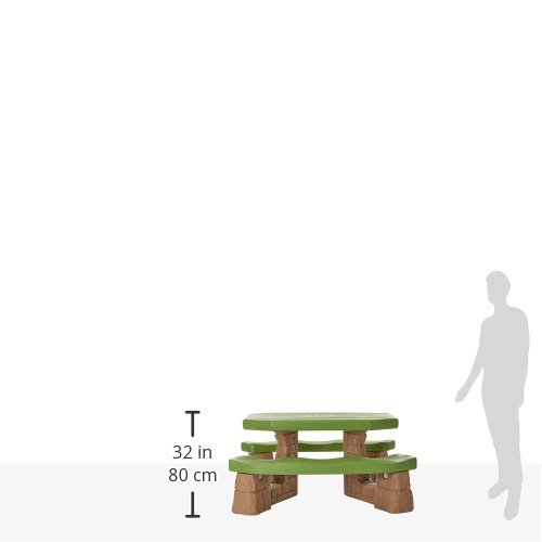 Step2 Naturally Playful Kids Picnic Table with Removable Umbrella - Durable Plastic Outdoor/Indoor Play Table for Toddlers Ages 3+ (Green Leaf Design, Seats 6 Children) - Perfect for Backyard Playdates, Birthday Parties & Daycare Centers
