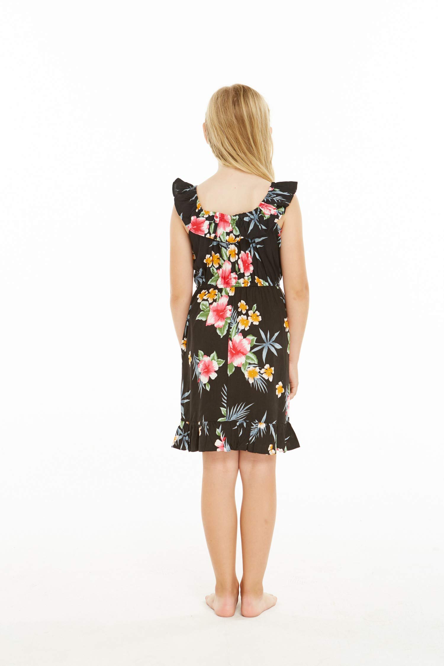 Hawaiian Hibiscus Ruffle Wrap Dress for Girls - Luau Party Outfit