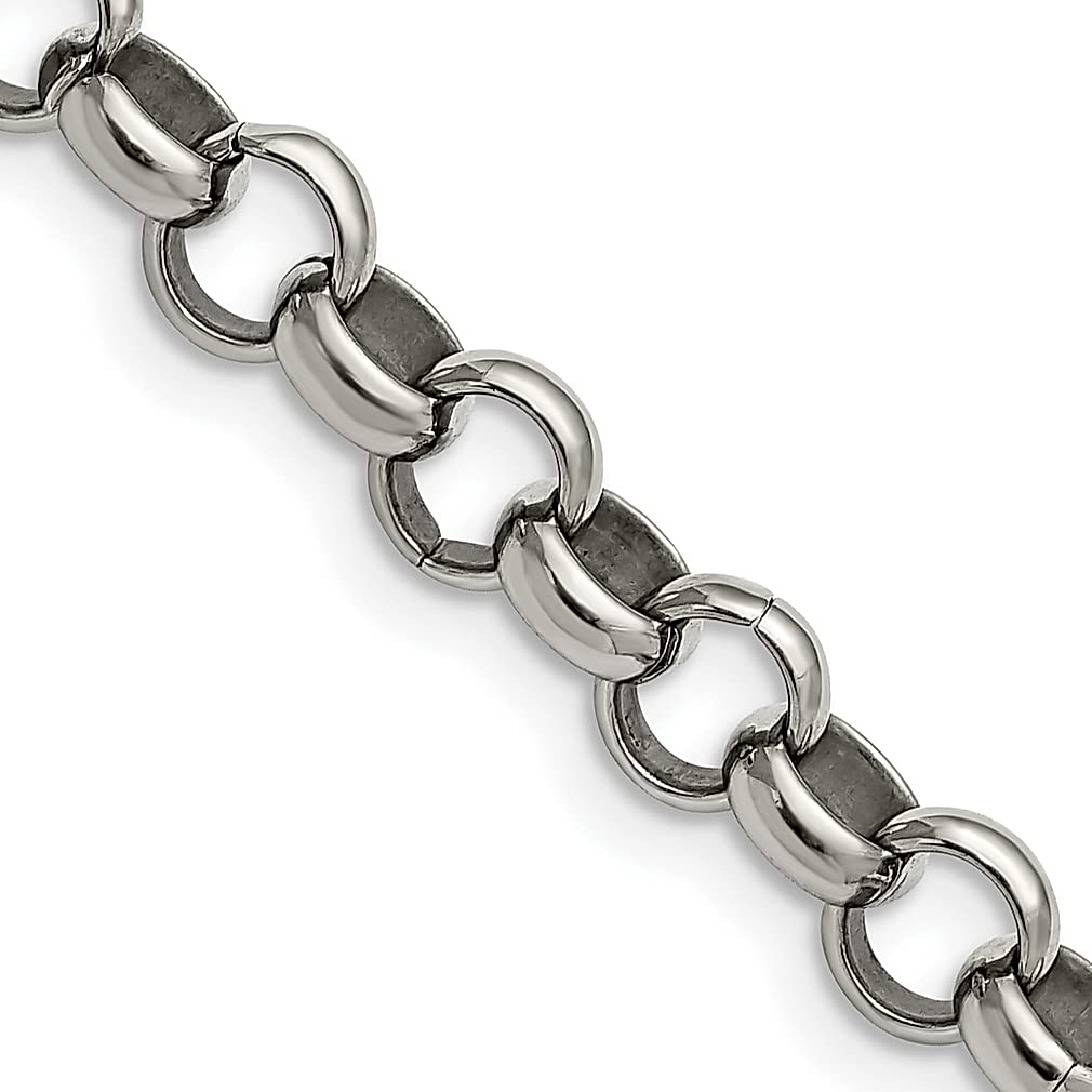ICE CARATS 8mm Stainless Steel 24 Inch Rolo Chain Necklace for Women - Elegant Pendant Charm Jewelry Gift for Her - Perfect for Parties, Weddings & Everyday Wear