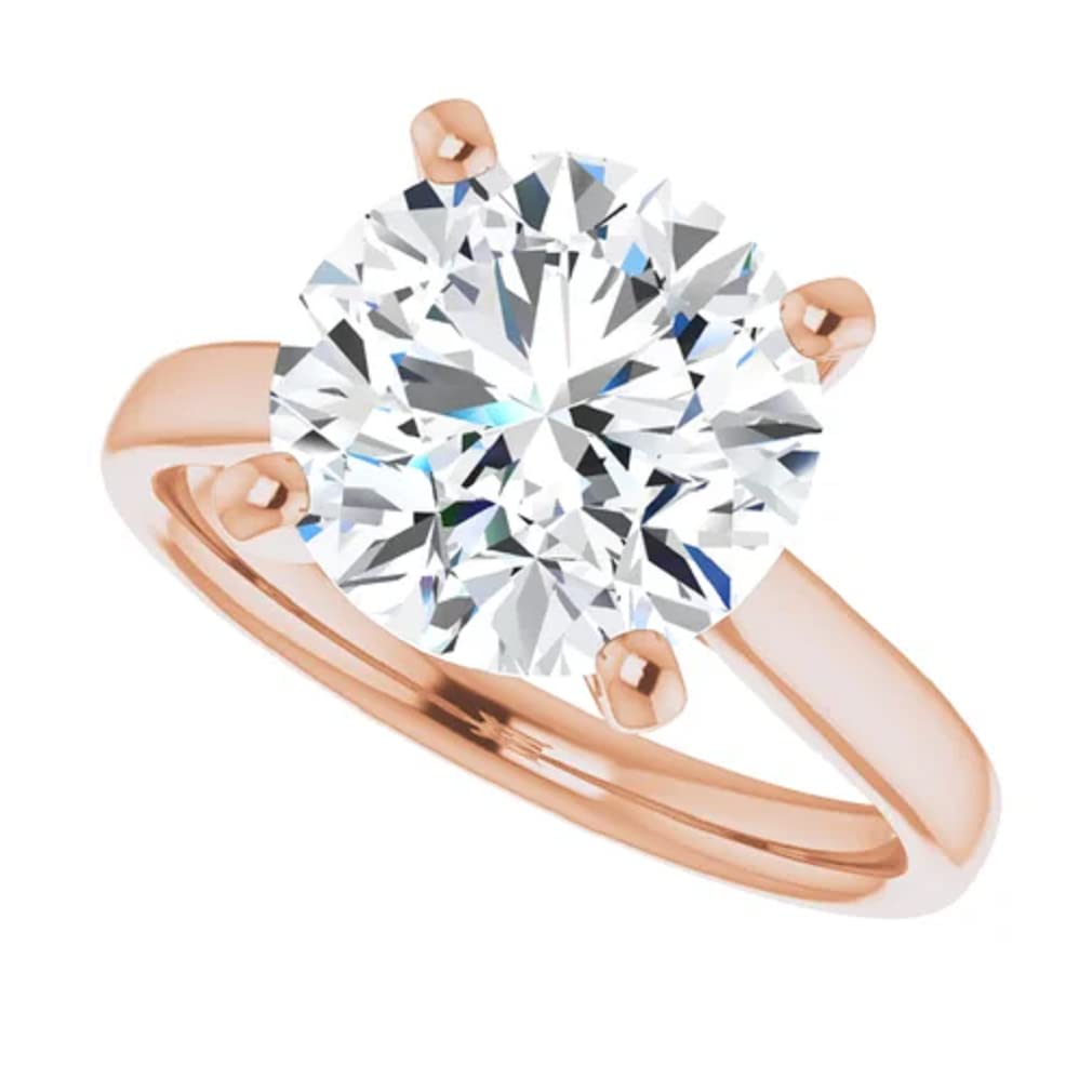10K Solid Rose Gold Handmade Engagement Ring - 2.0 CT Round Cut Moissanite Diamond Solitaire Wedding Band for Women | Proposal, Anniversary, Valentine's Day Gift for Her