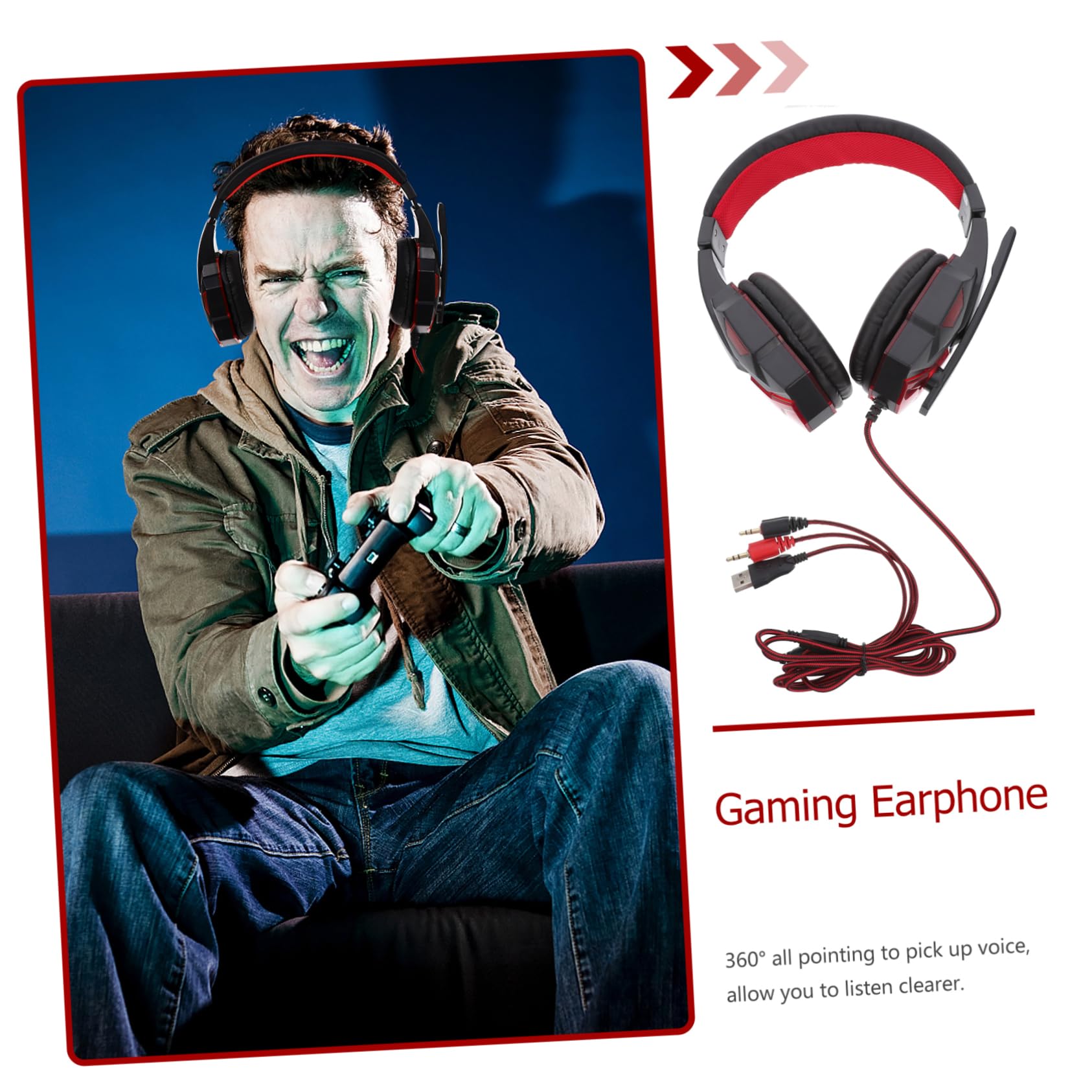 Veemoon Wired Gaming Headset with LED Lights & Noise Cancelling Mic - Compatible with PC, PS4, Xbox, Laptop & Tablet - Perfect for Online Gaming, Streaming & Video Calls