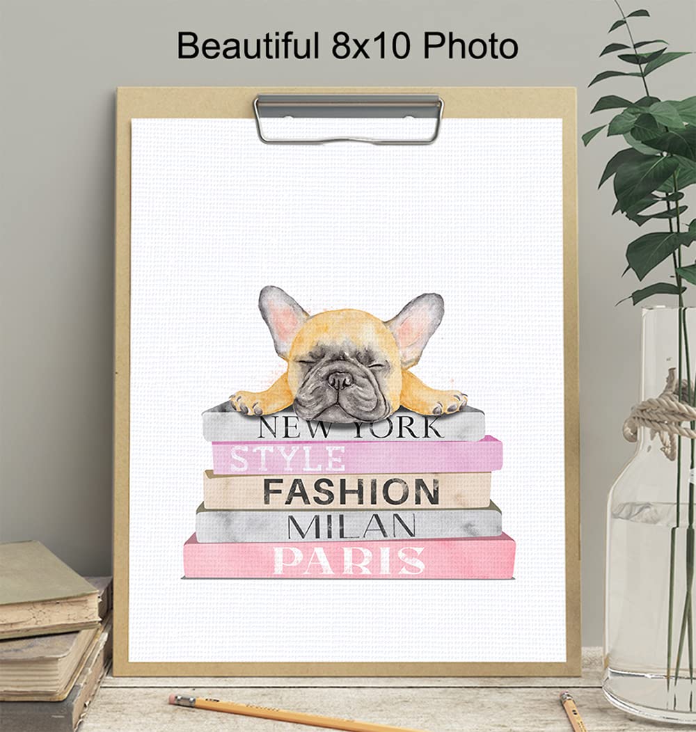 French Bulldog Wall Art - Designer Dog Decor & Unique Puppy Gifts for Dog Lovers - High Fashion Glam Pet Home Decoration - Perfect for Living Room, Nursery & Office Wall Decor