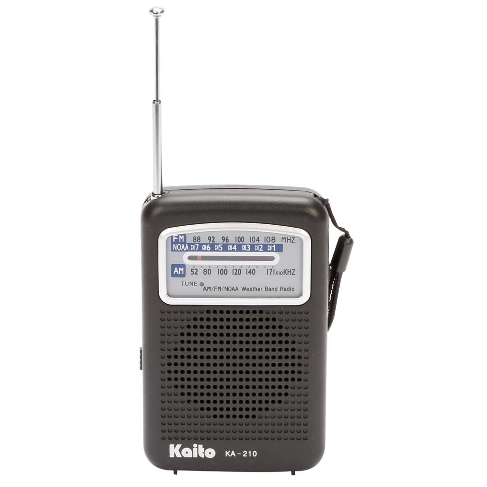 Kaito KA210 Portable AM/FM NOAA Weather Radio with Emergency Alert - Compact Black Survival Radio for Outdoor Camping, Hiking & Emergency Preparedness