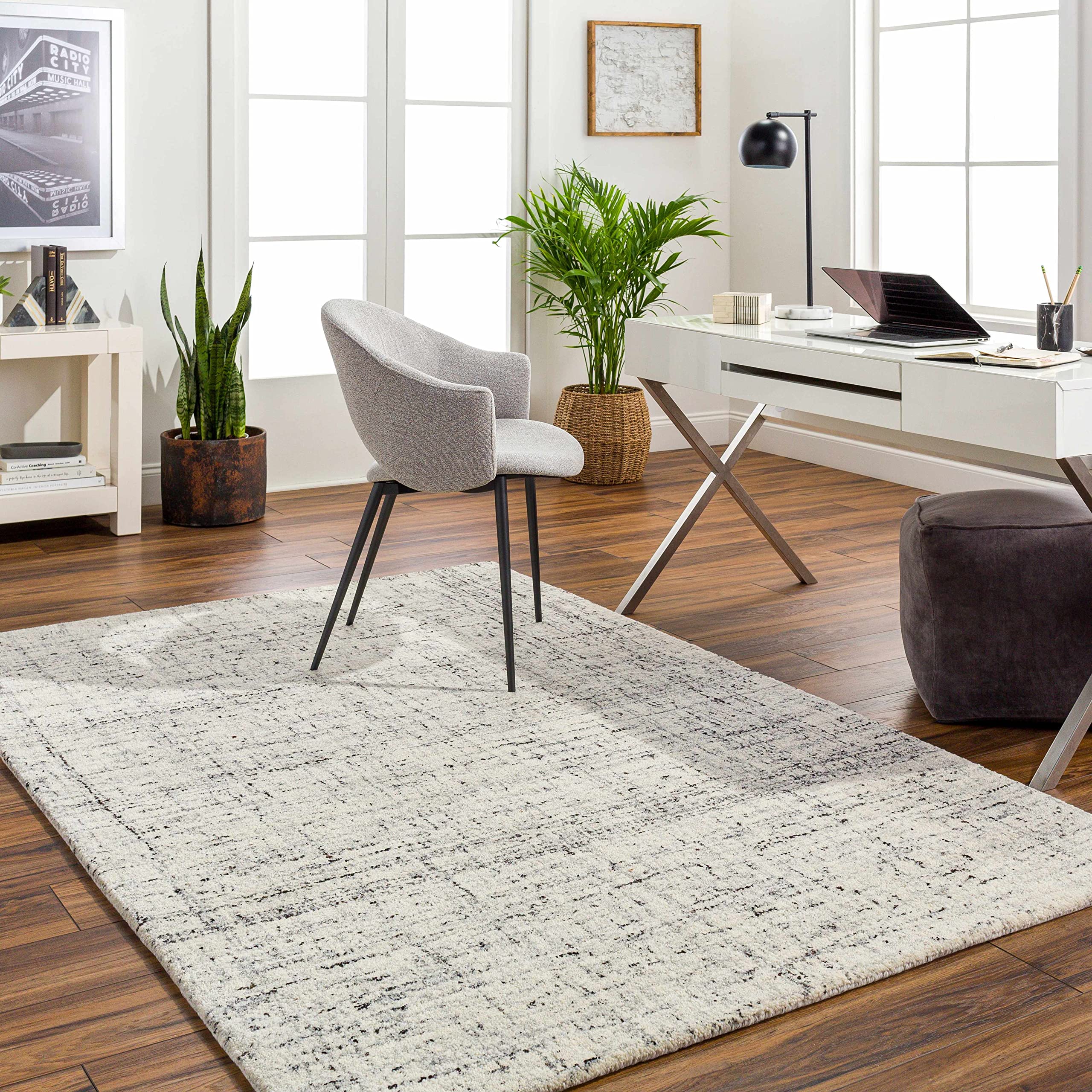 Hauteloom Estella Wool Area Rug 2' x 3' - Modern Beige, Black, Gray Handmade Rug for Living Room, Bedroom - Soft & Durable Home Decor for Cozy Spaces
