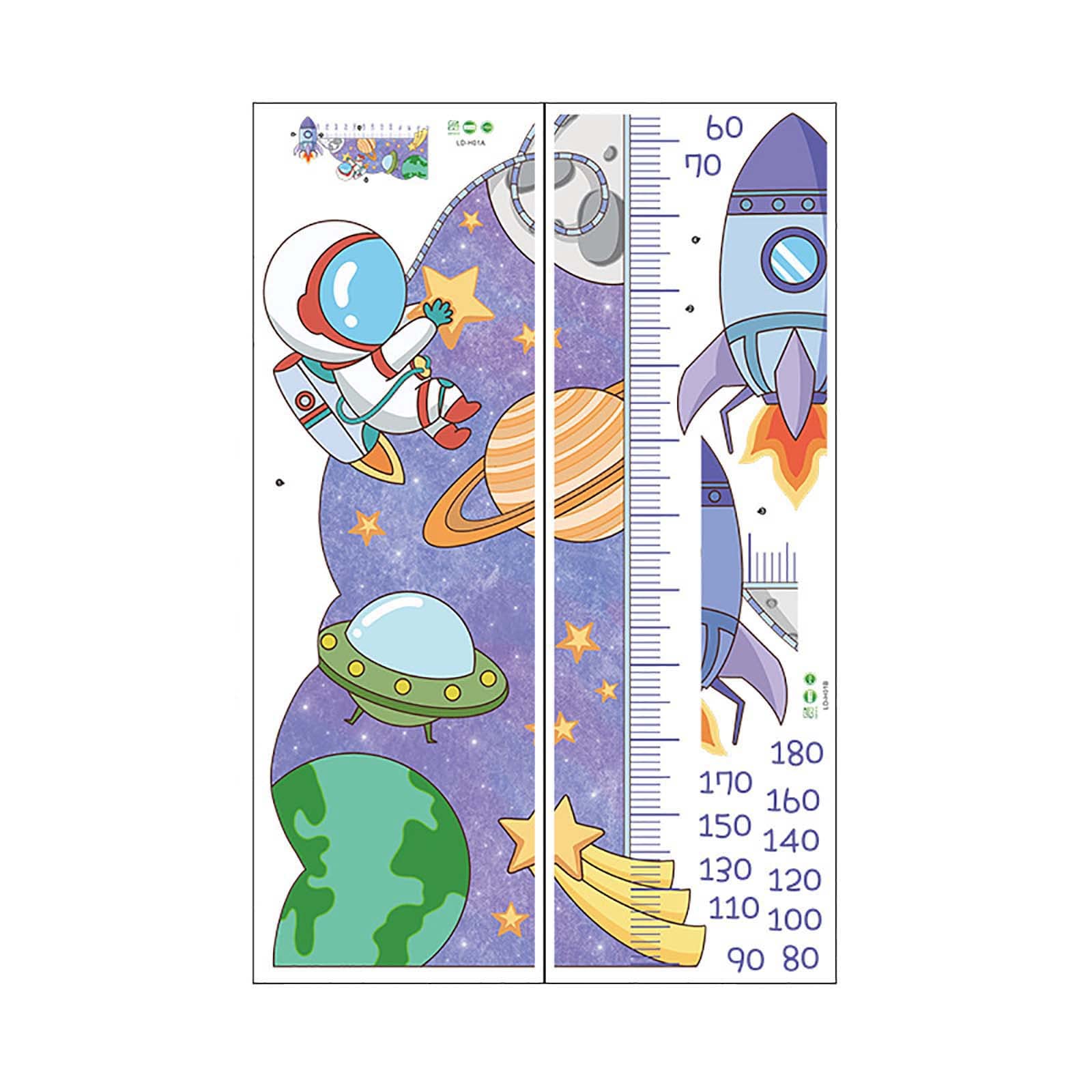 LebonYard Cartoon Cosmic Star Astronaut Spaceship Rocket Height Ruler Wall Decal - Kids Room Decor, Nursery Wall Stickers for Boys & Girls - Perfect for Space Themed Bedrooms, Playrooms and Classrooms