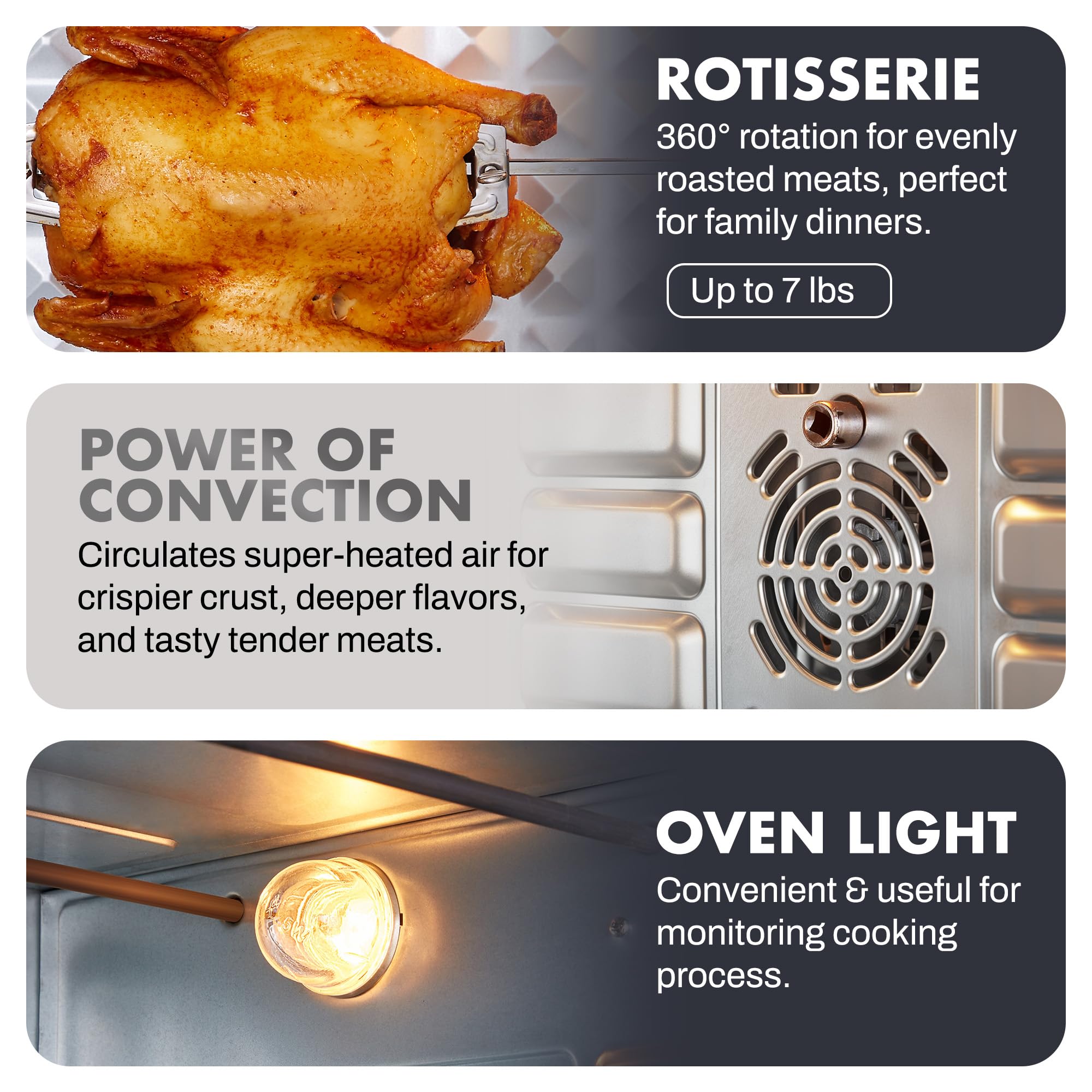 Elite Gourmet ETO4524 45L Countertop Convection Toaster Oven with French Doors - Adjustable Temperature & Timer for Baking, Roasting, Broiling, Toasting - Includes Baking Pan, Rack & Rotisserie - Stainless Steel Design - Perfect for Small Kitchens, Dorms, Apartments & Quick Meal Prep