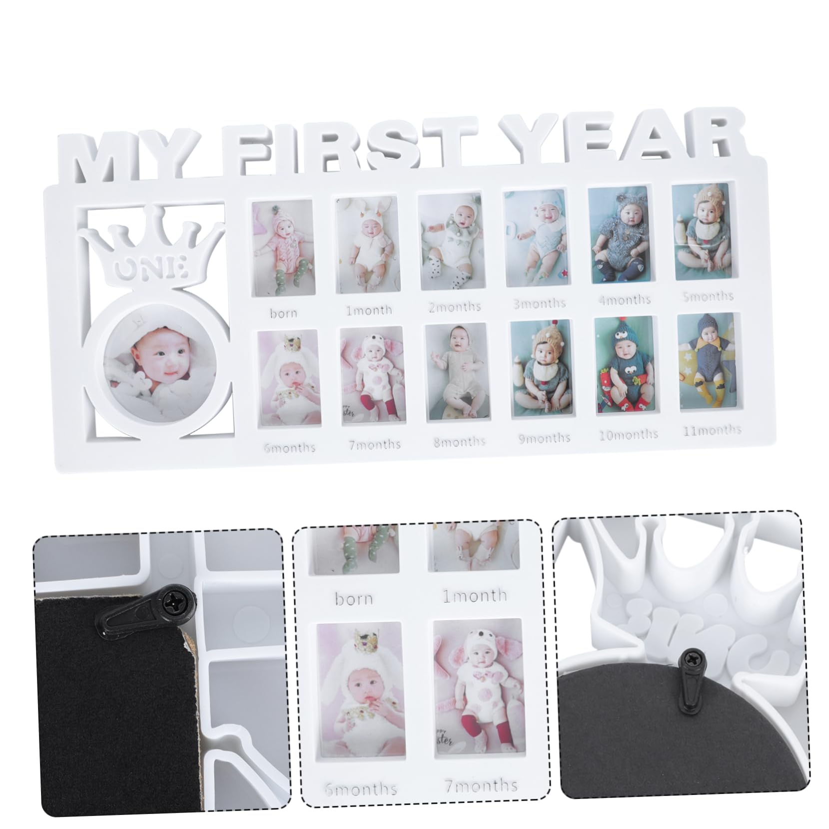 12 Month Milestone Photo Frame - Baby Growth Picture Frame for First Year, Plastic Desktop Display with Stand | Perfect for Nursery, Baby Showers & Birthday Gifts
