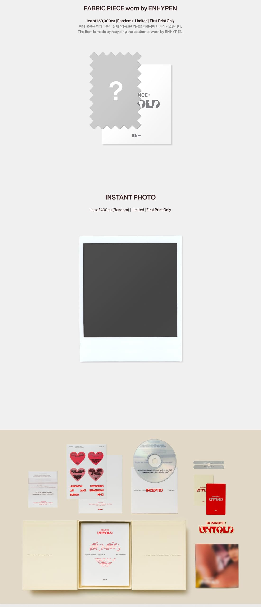 ENHYPEN ROMANCE : UNTOLD 2nd Full Album Standard 3 Versions + ENGENE 7 Versions Set - Kpop Merchandise | DHL Express Shipping | Perfect for Kpop Fans Collection & Gift Giving