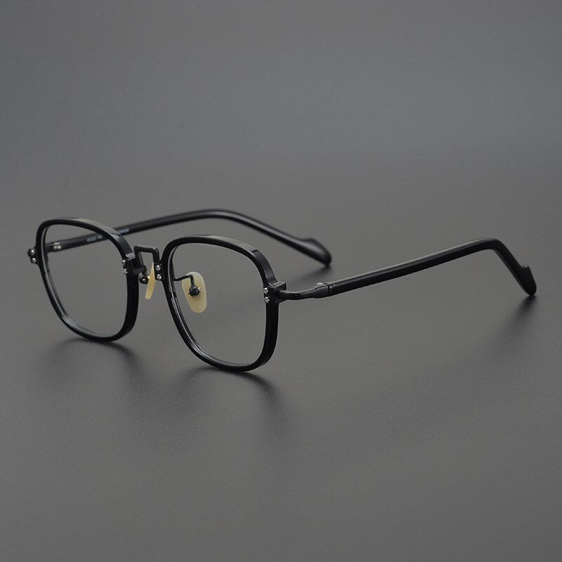 CCspace Unisex Full Rim Round & Square Acetate Titanium Eyeglasses Frame 53312 - Lightweight Durable Glasses for Work, Reading & Fashion