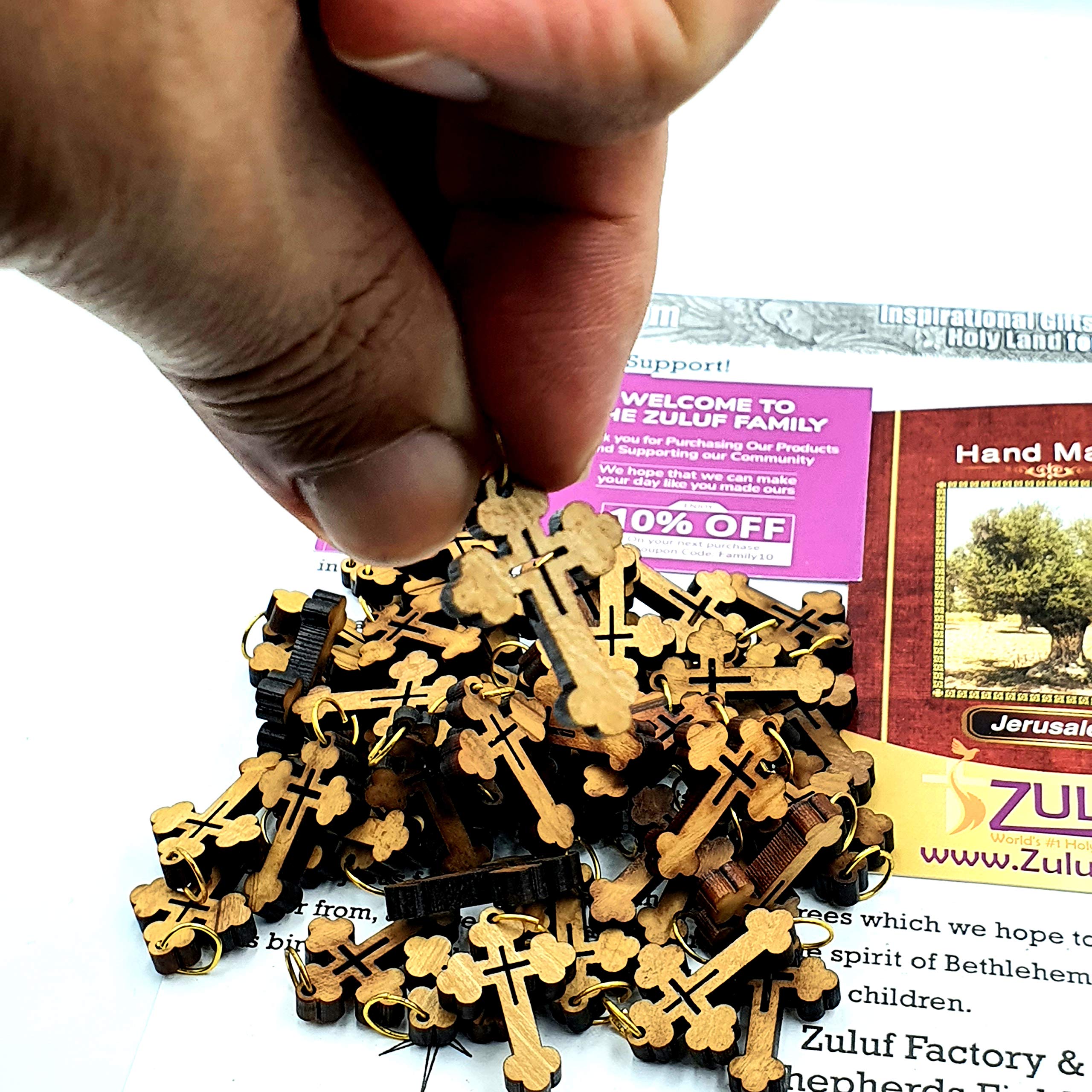 Handmade Olive Wood Carved Jesus Cross from Holy Land Jerusalem - Religious Rosary Maker Gift for Prayer & Devotion - Perfect for Home Altar, Church Decor & Spiritual Gifts (PEN224)