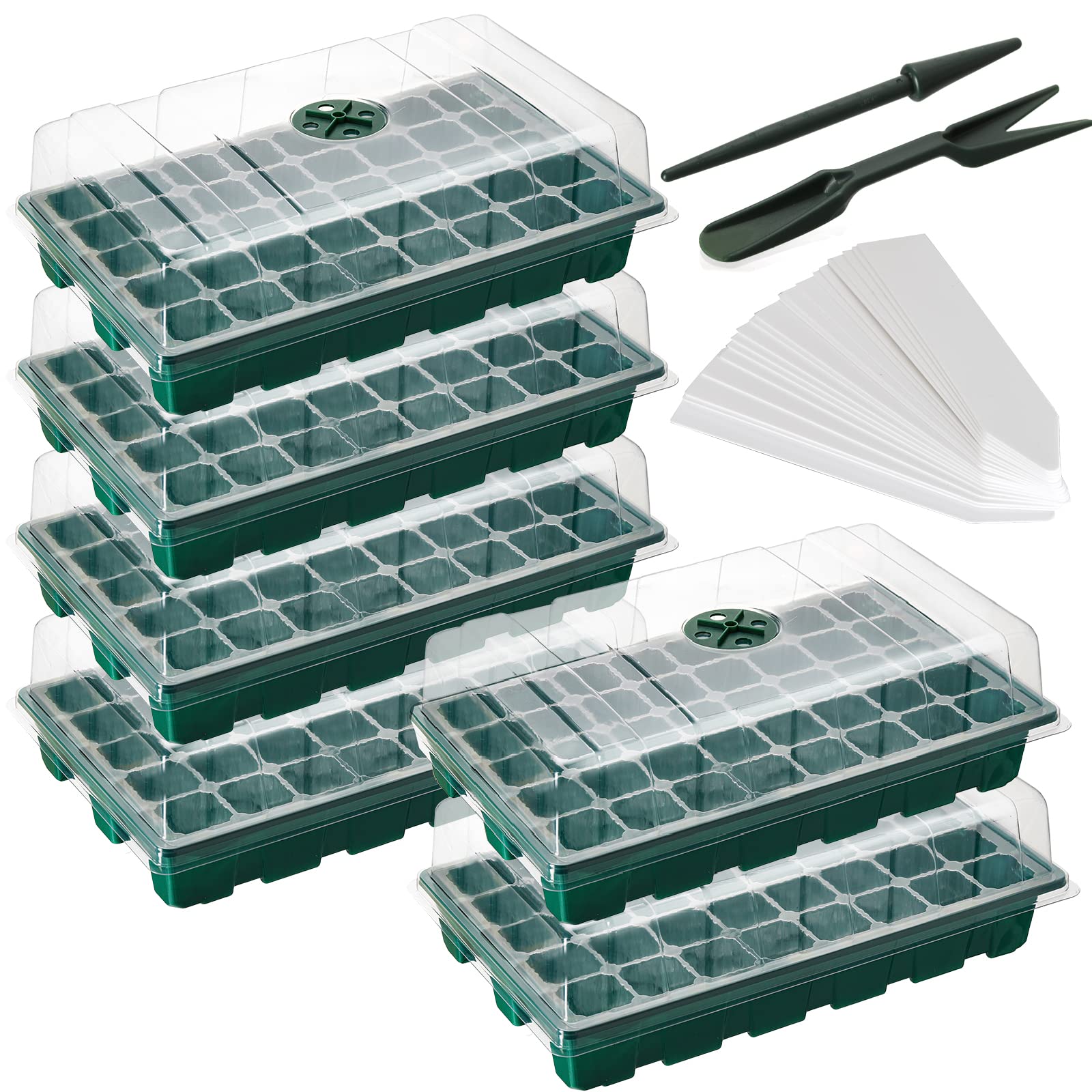 WUWEOT 240-Cell Seed Starter Trays Kit - 6 Pack Mini Propagator Plant Grow Trays for Greenhouse, Germination & Seed Starting | Perfect for Indoor Gardening, Hydroponics & Homegrown Vegetables