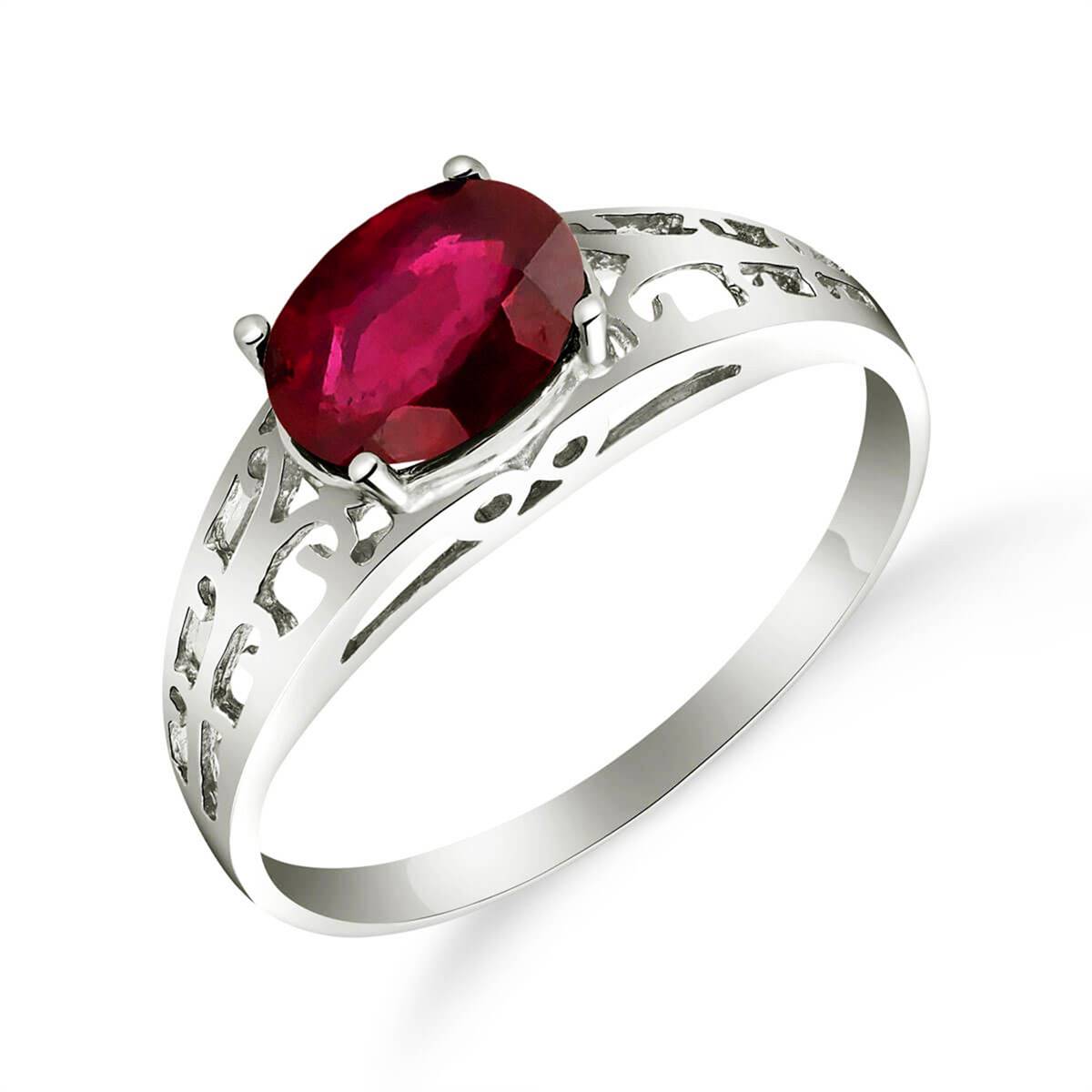 1.15 Carat 14K Solid White Gold Filigree Ring with Natural Ruby - Elegant Vintage Jewelry for Women, Perfect for Engagement, Anniversary & Special Occasion Gifts