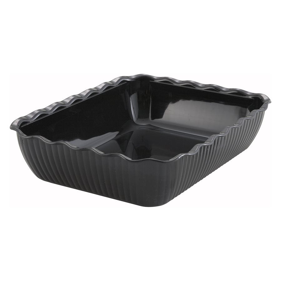 Winco 13 x 10 Inch 3 Deep Deli Crock Food Container - Black | Commercial Kitchen, Buffet Serving & Food Storage Solution