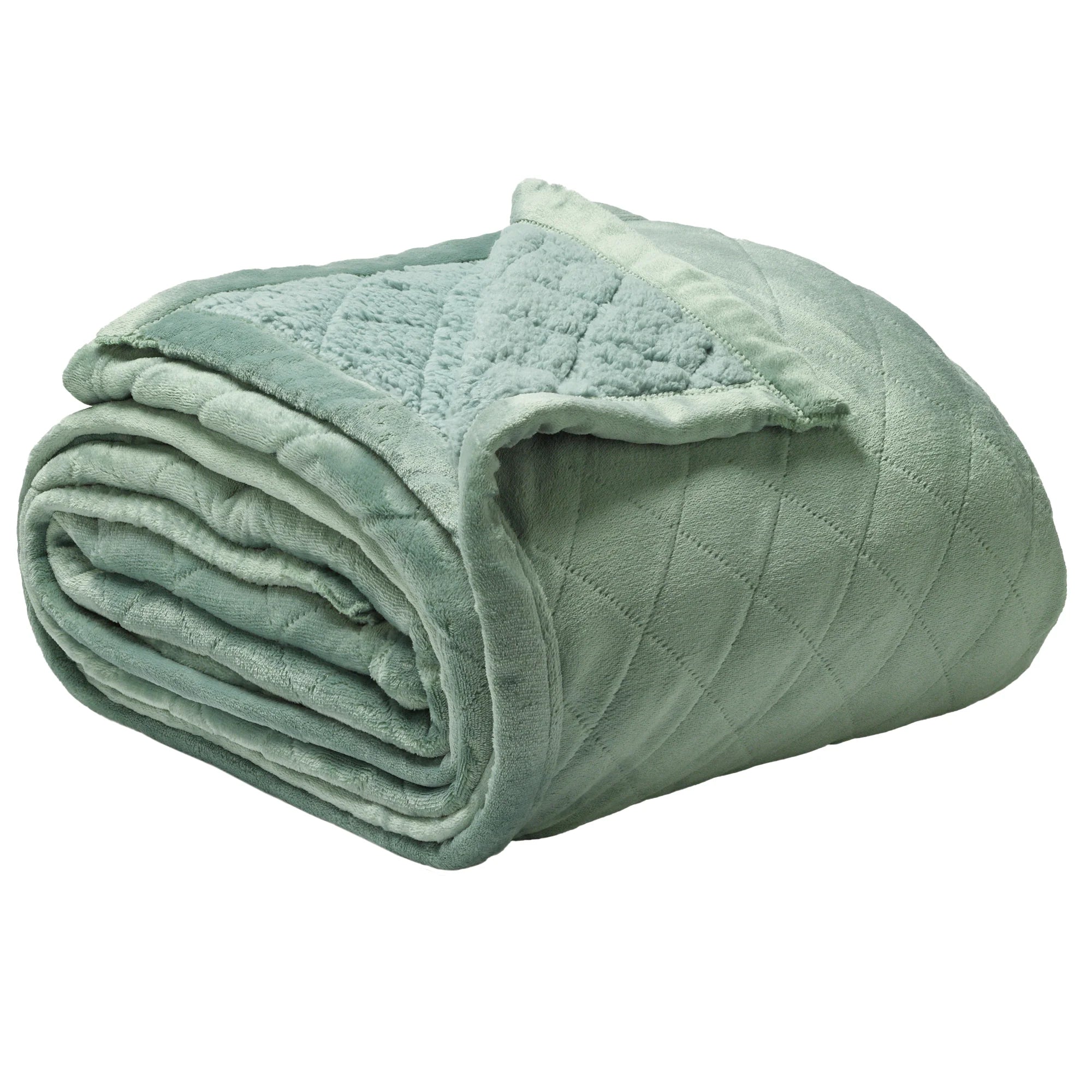 Bianca Mansfield Sage Sherpa Fleece Blanket - Ultra Soft & Cozy Throw for Bed, Couch, and Travel - Perfect for Winter, Camping, and Home Decor
