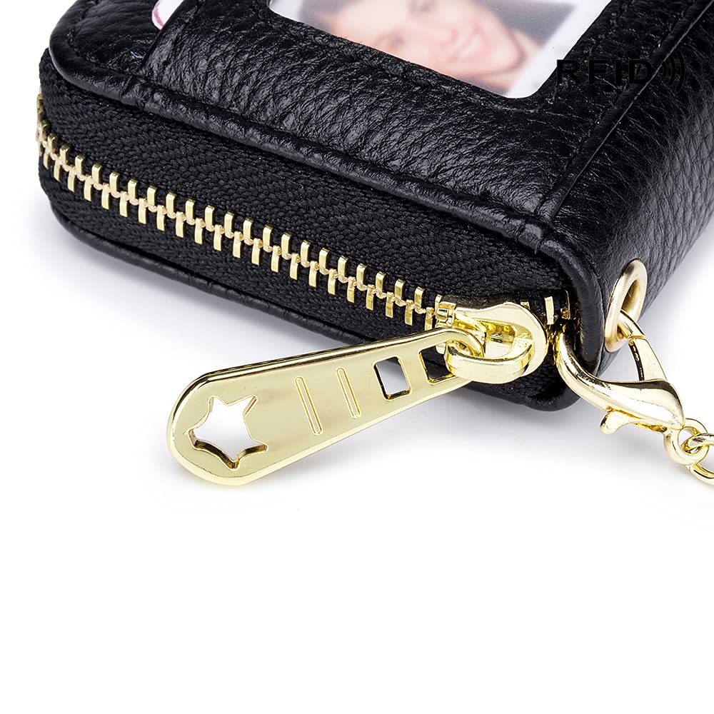 Genuine Leather RFID Blocking Zip Around Wallet - First Layer Cowhide Organizer with Card Holder, Coin Pocket & Keychain - Men & Women Clutch Bag (Pink) | Perfect for Travel, Business & Everyday Use