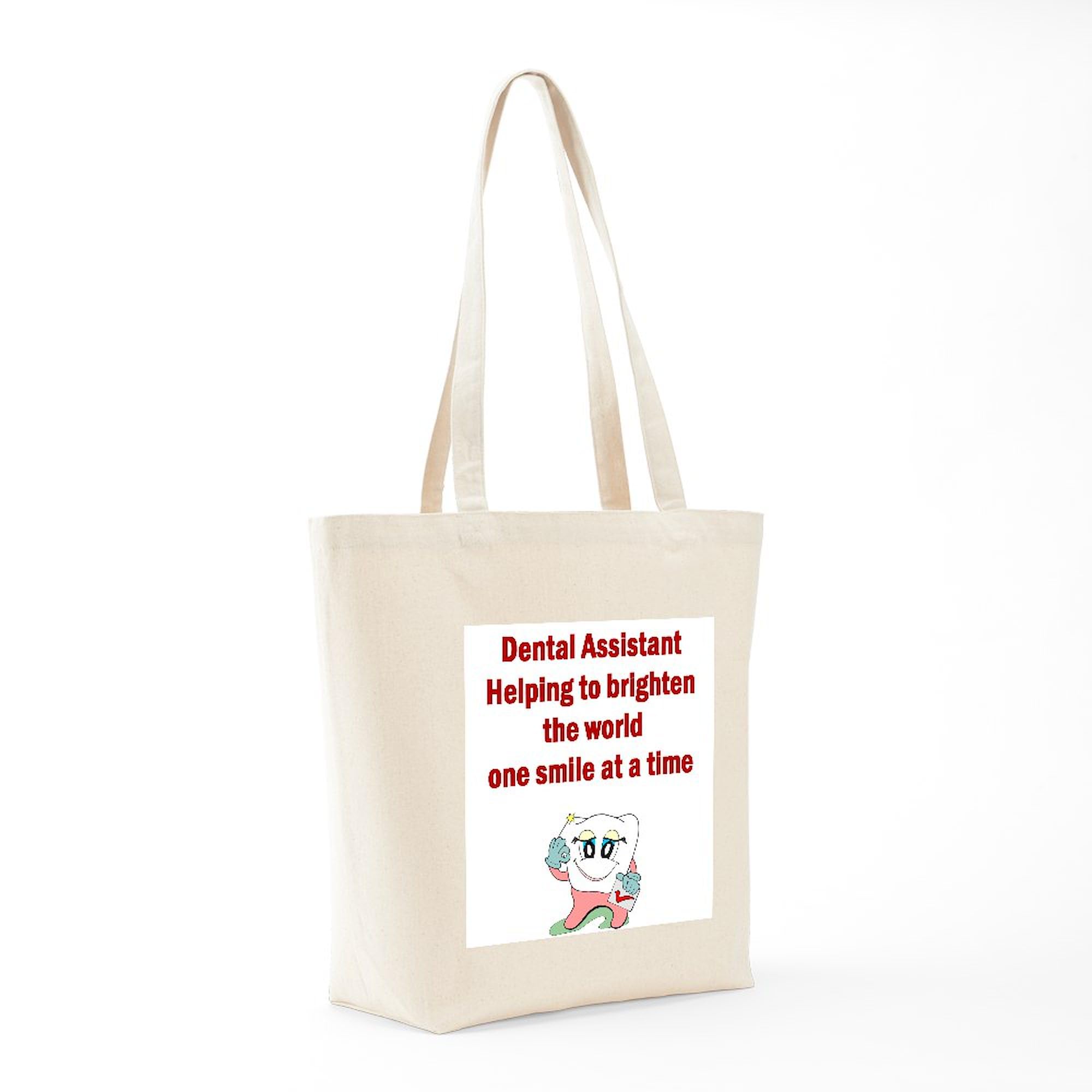 Dental Assistant Tote Bag - Natural Canvas Reusable Shopping Bag for Dental Professionals | Perfect for Work, School & Groceries