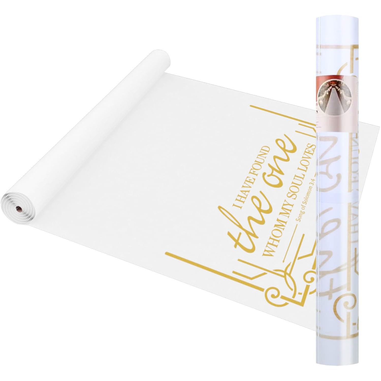 FrenzyBird 3x100ft White Wedding Aisle Runner - Indoor/Outdoor Ceremony Walkway Carpet for Church Decor, Halloween Parties & Events (Gold) - Perfect for Wedding Receptions, Garden Ceremonies & Themed Parties